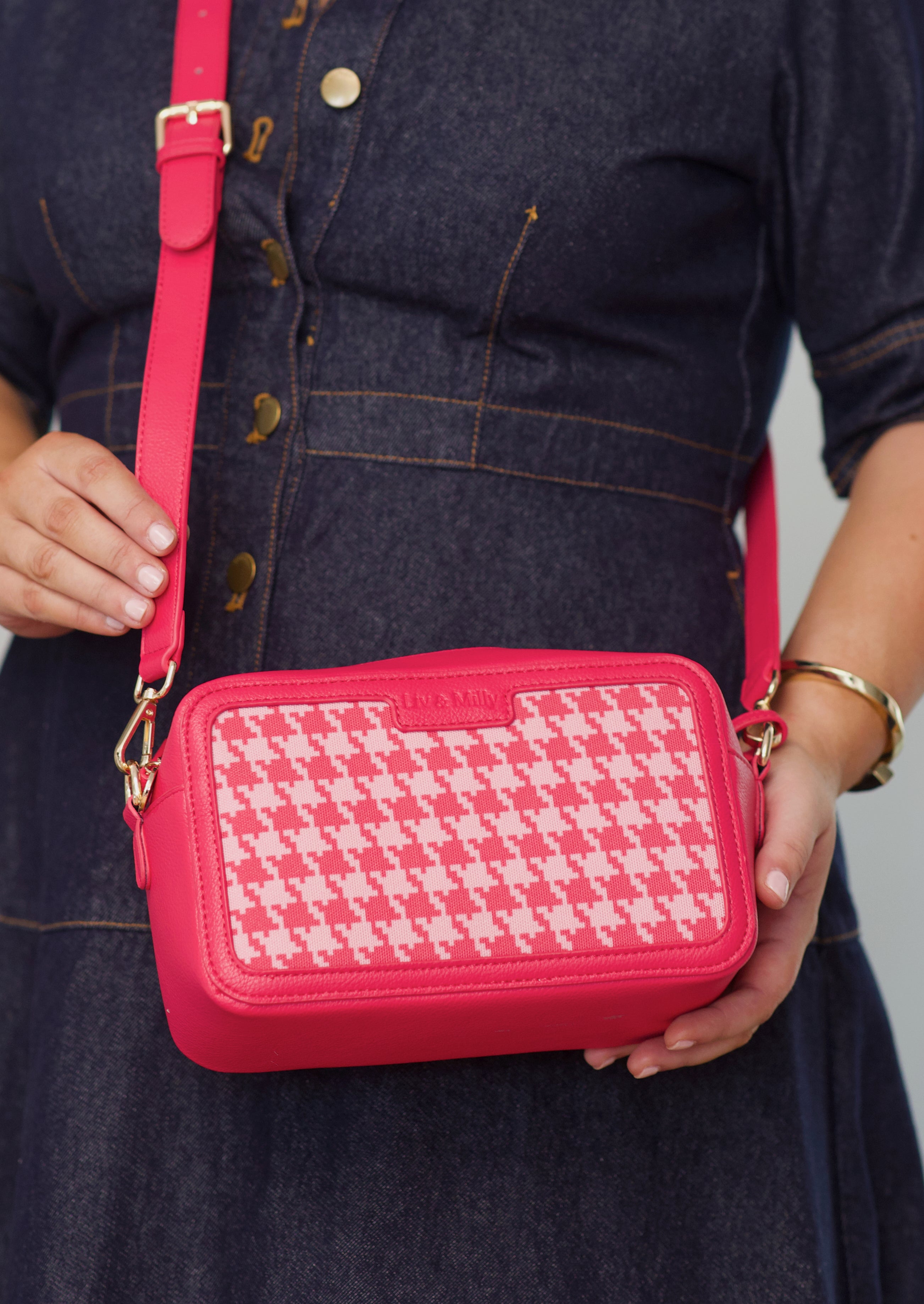 Audrey - Pink Houndstooth