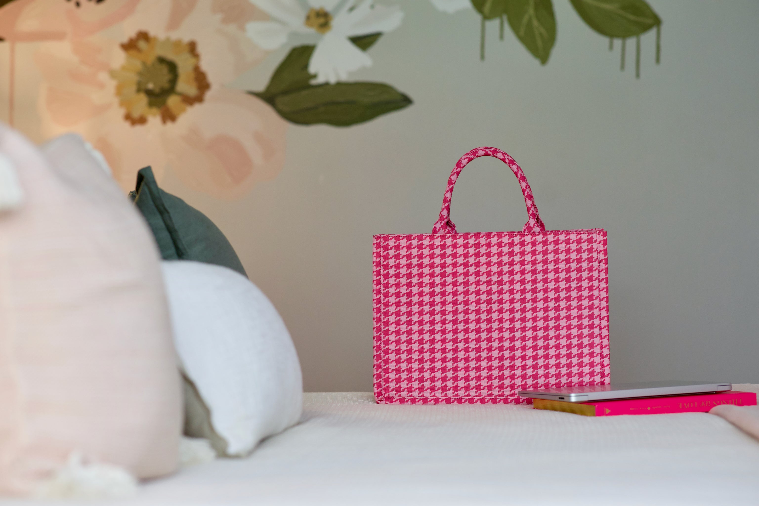 Book Bag - Pink Houndstooth