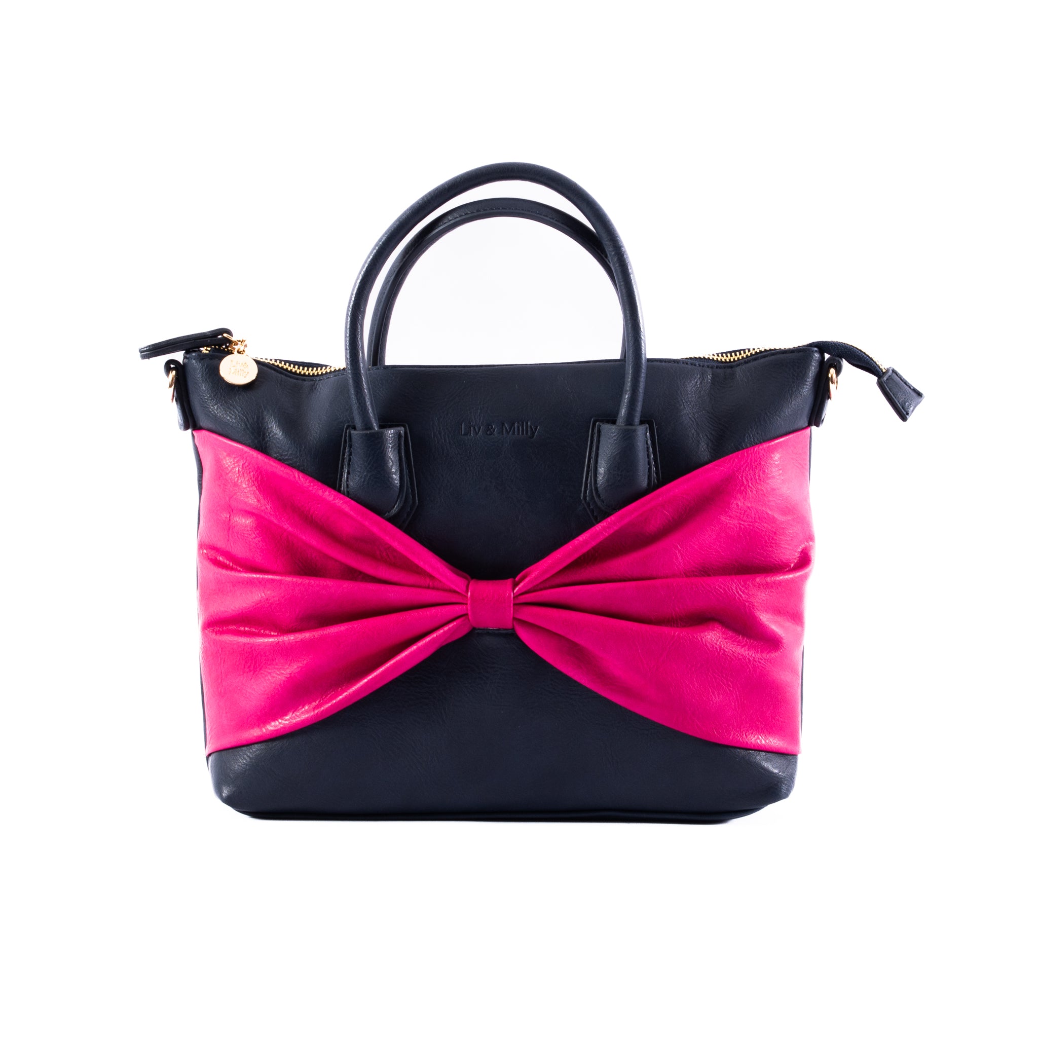 Charlotte with a Bow - Navy/Pink