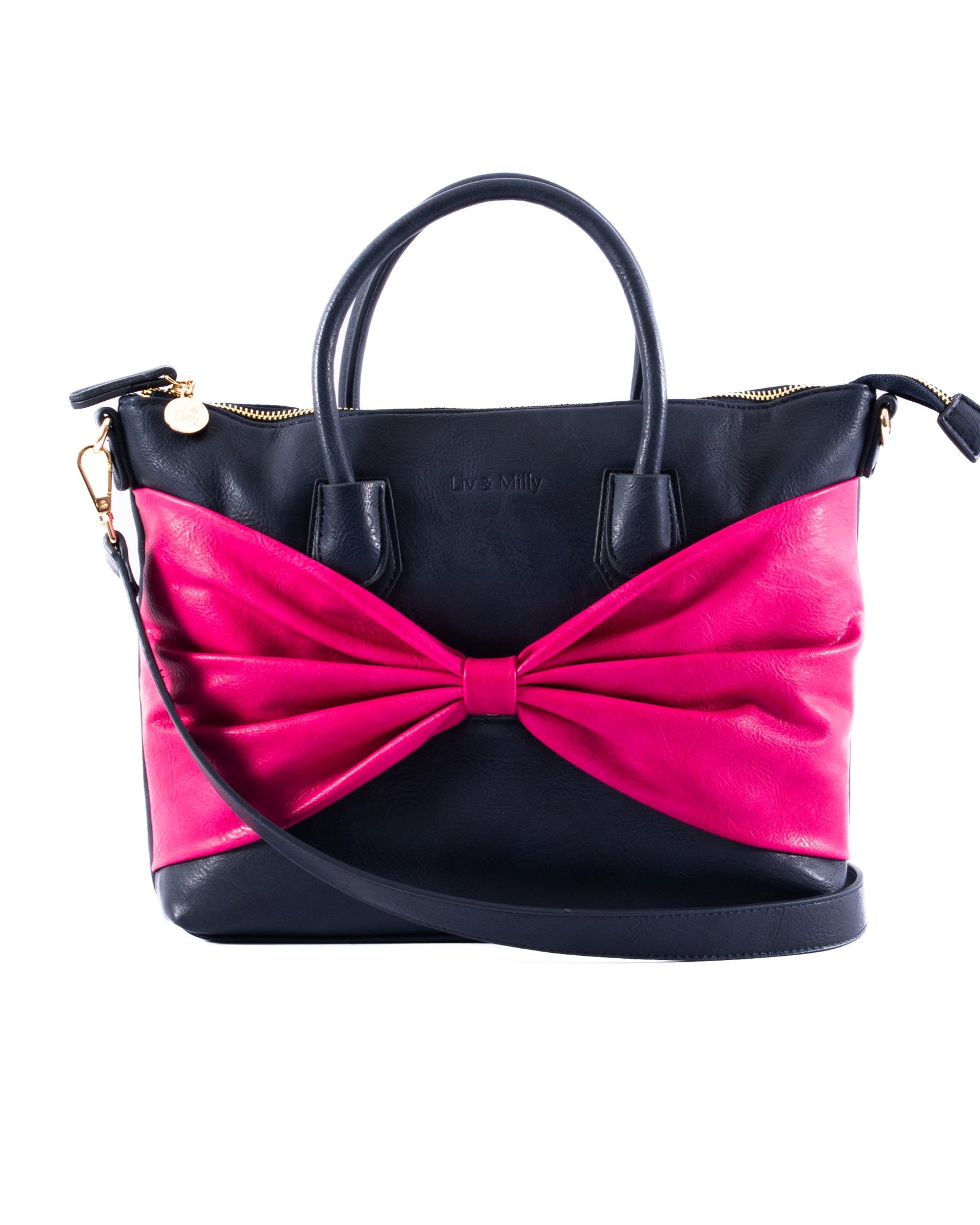 Charlotte with a Bow - Navy/Pink