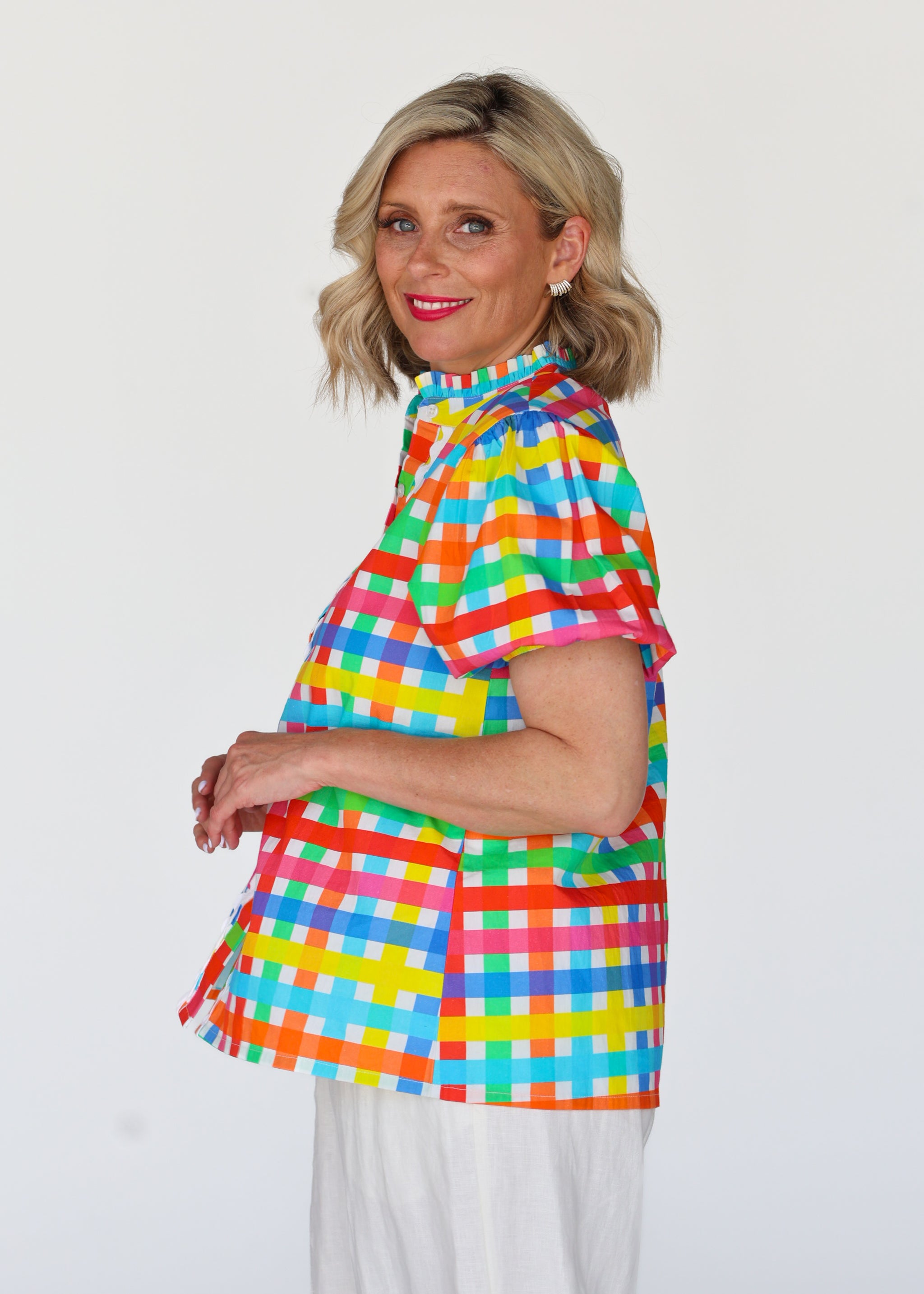 Chloe Shirt - Neon Gingham