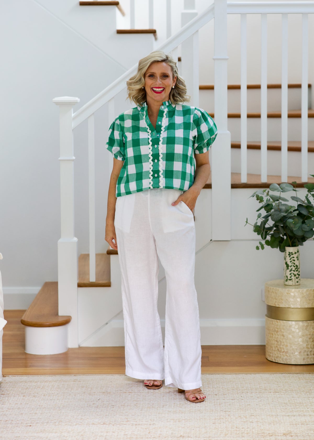 Chloe Shirt  - Green & White Gingham