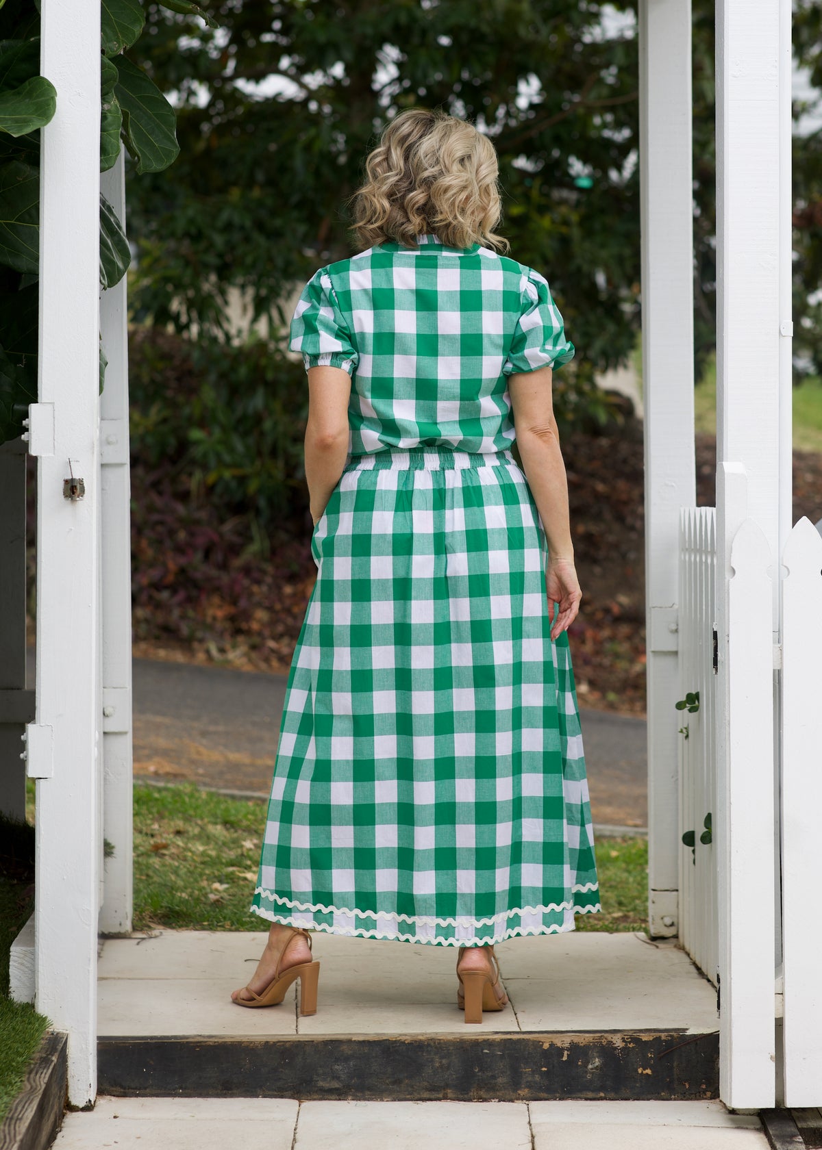 Emma Skirt  - Green & White Gingham