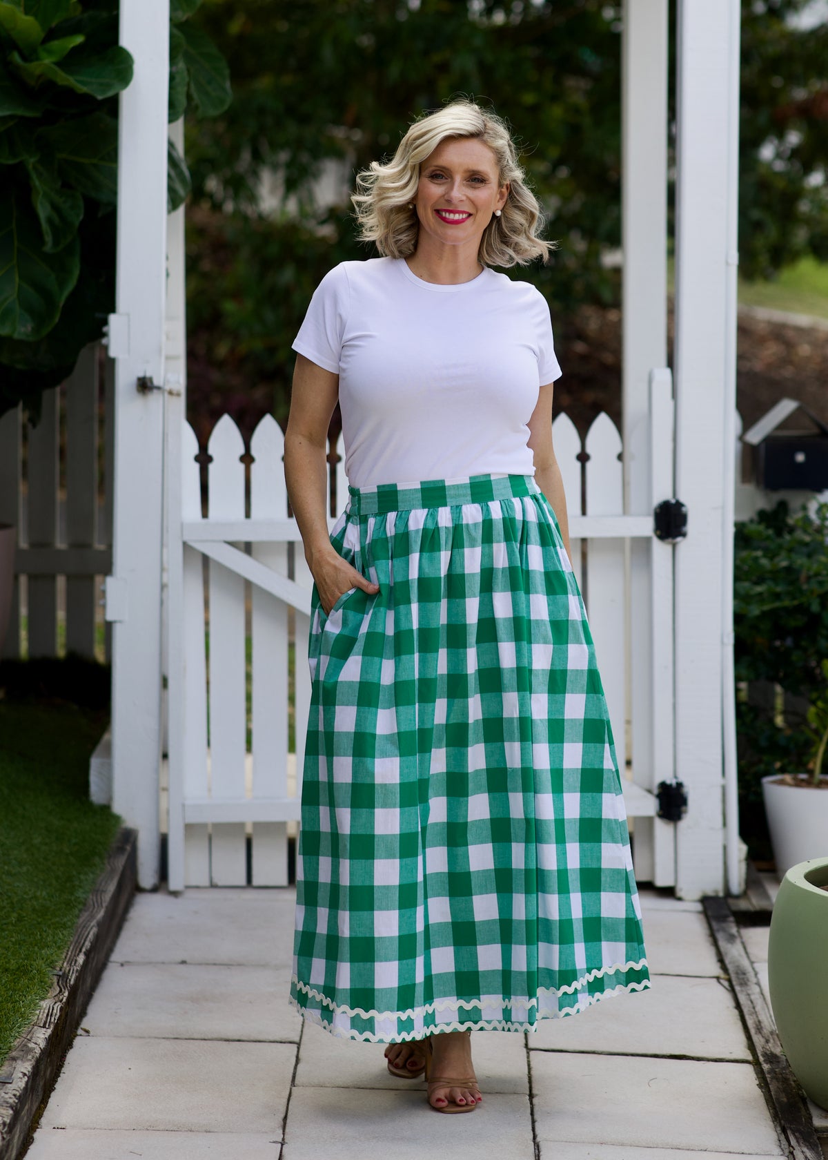 Emma Skirt  - Green & White Gingham