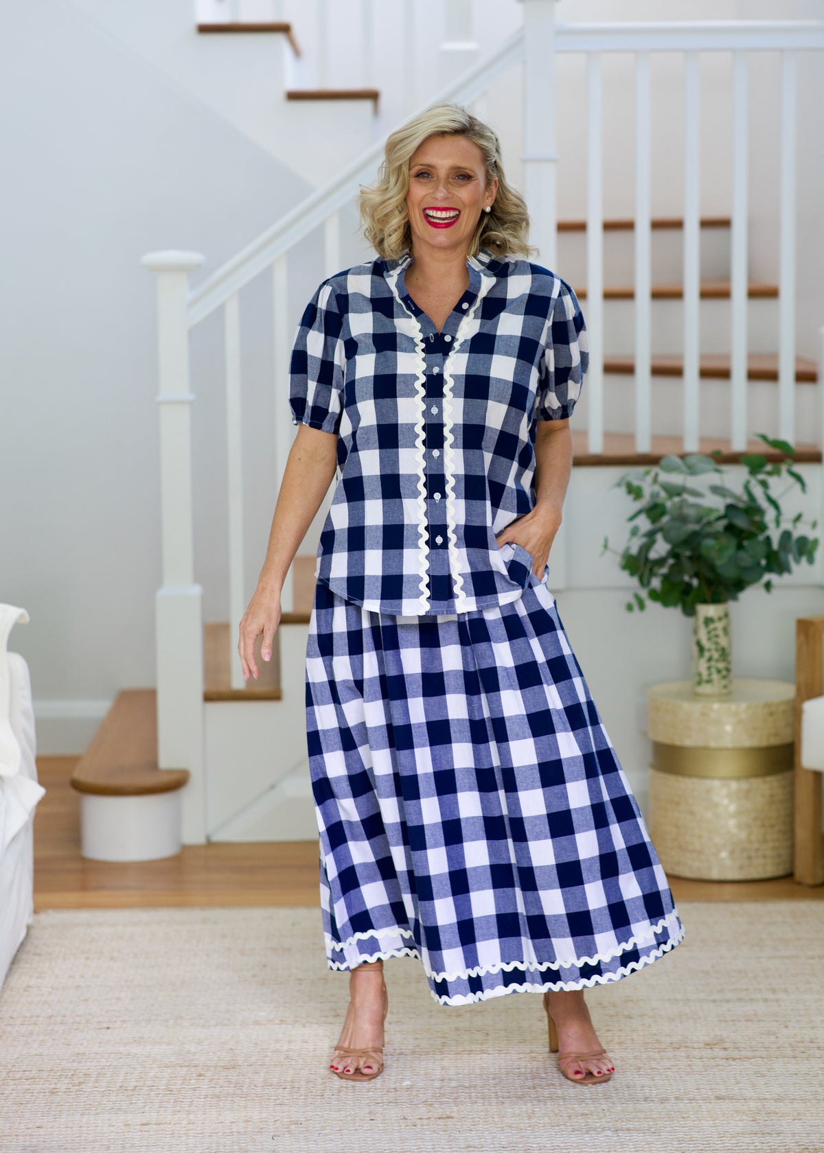 Chloe Shirt- Navy & White Gingham