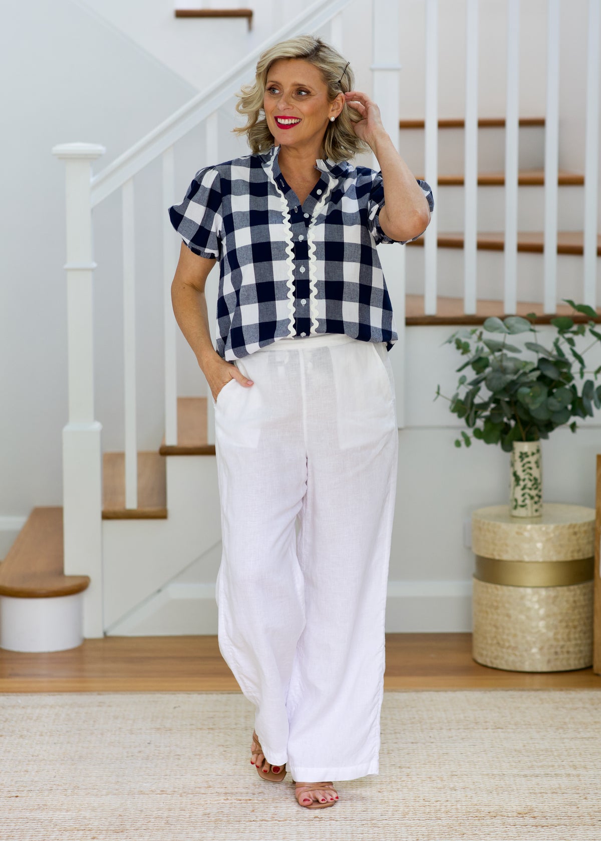 Chloe Shirt- Navy & White Gingham