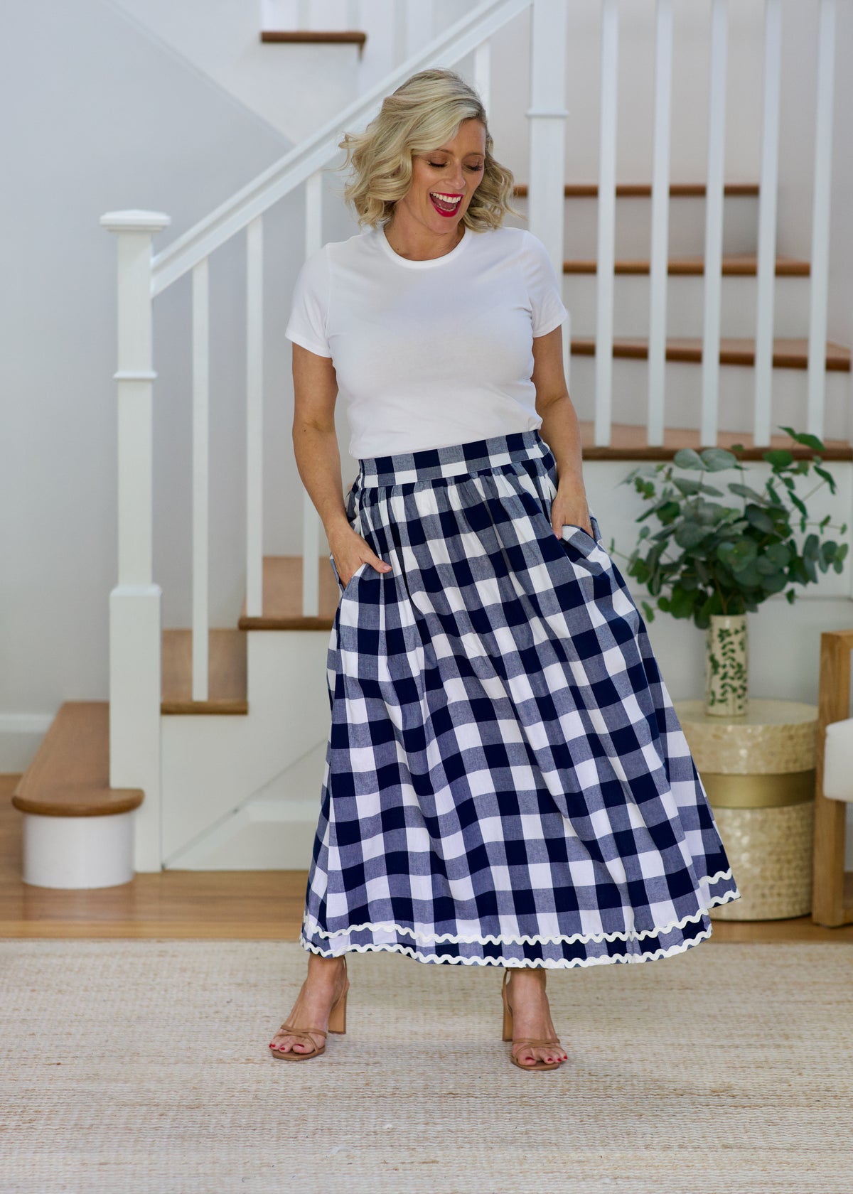 Emma Skirt- Navy & White Gingham