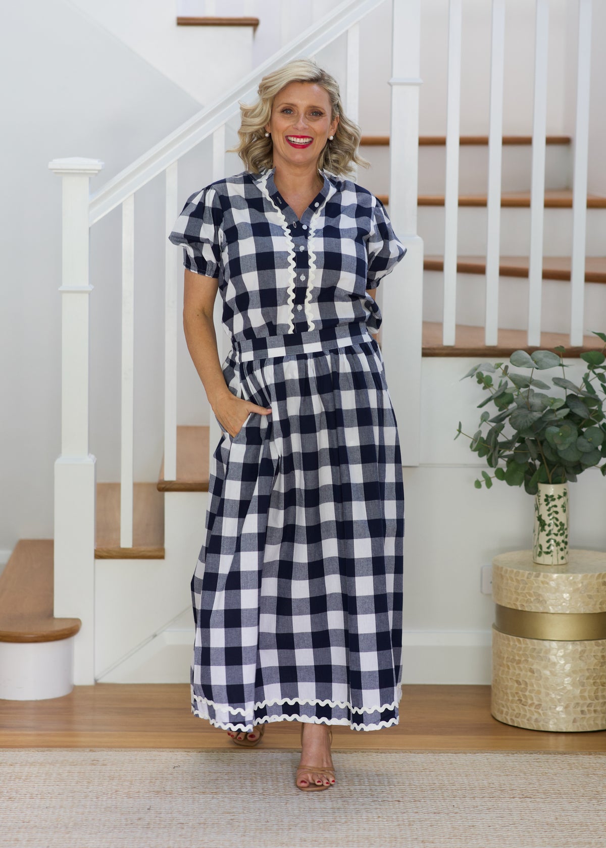 Chloe Shirt- Navy & White Gingham