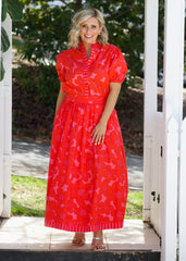 Emma Skirt- Red Flower & Pink