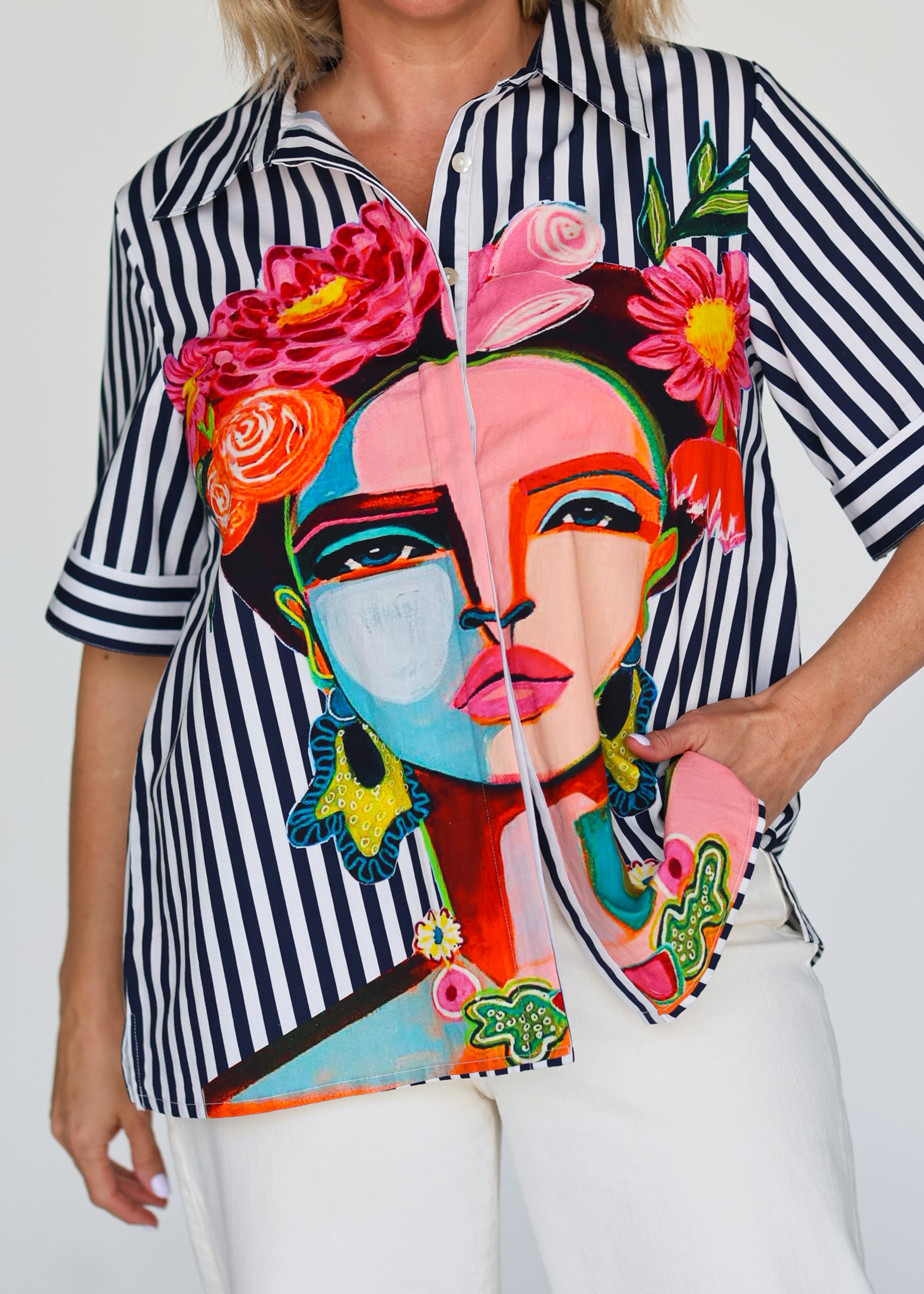 Frida Shirt - Navy (Short Sleeve)