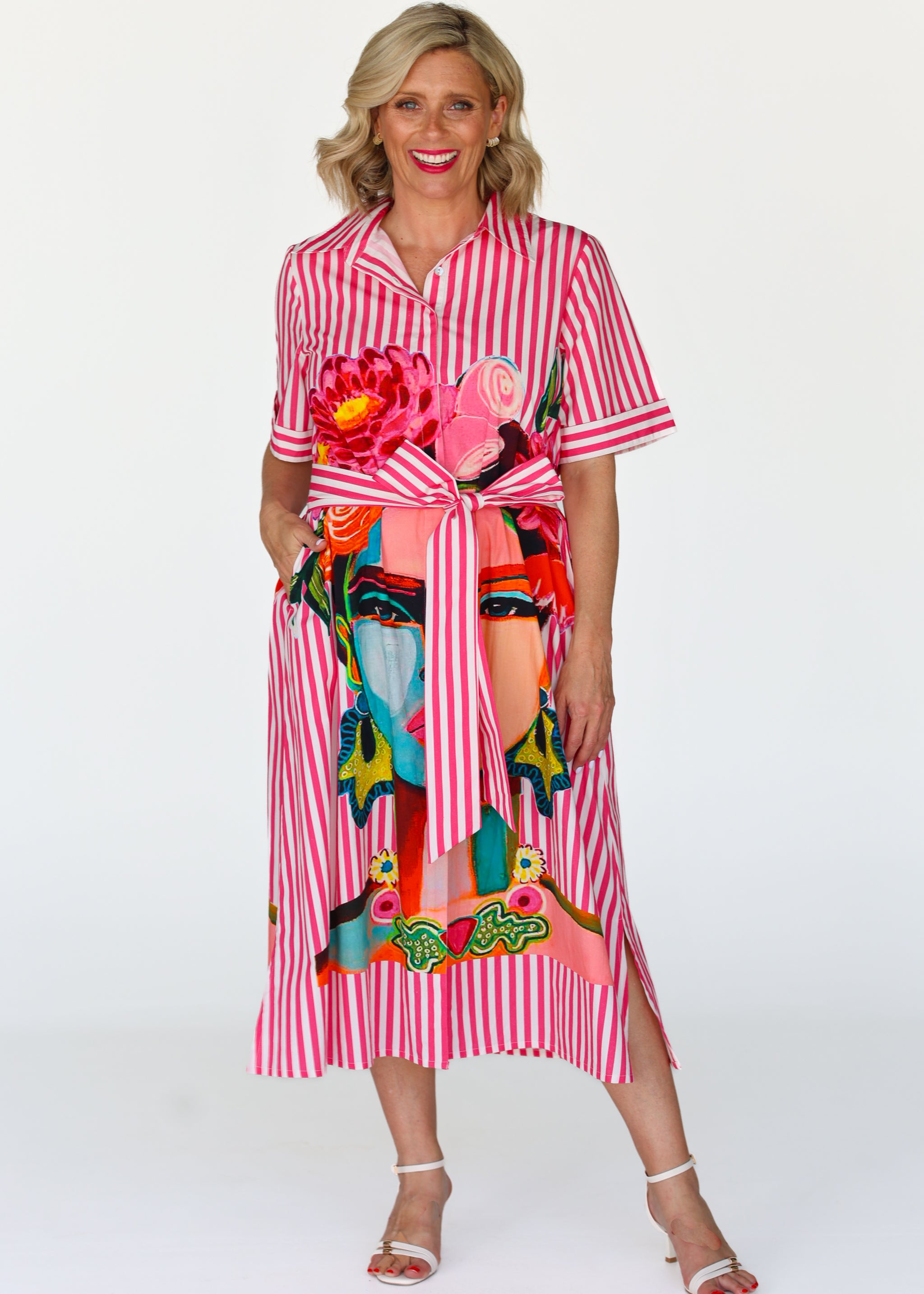 Frida Shirt Dress - Pink (Short Sleeve)