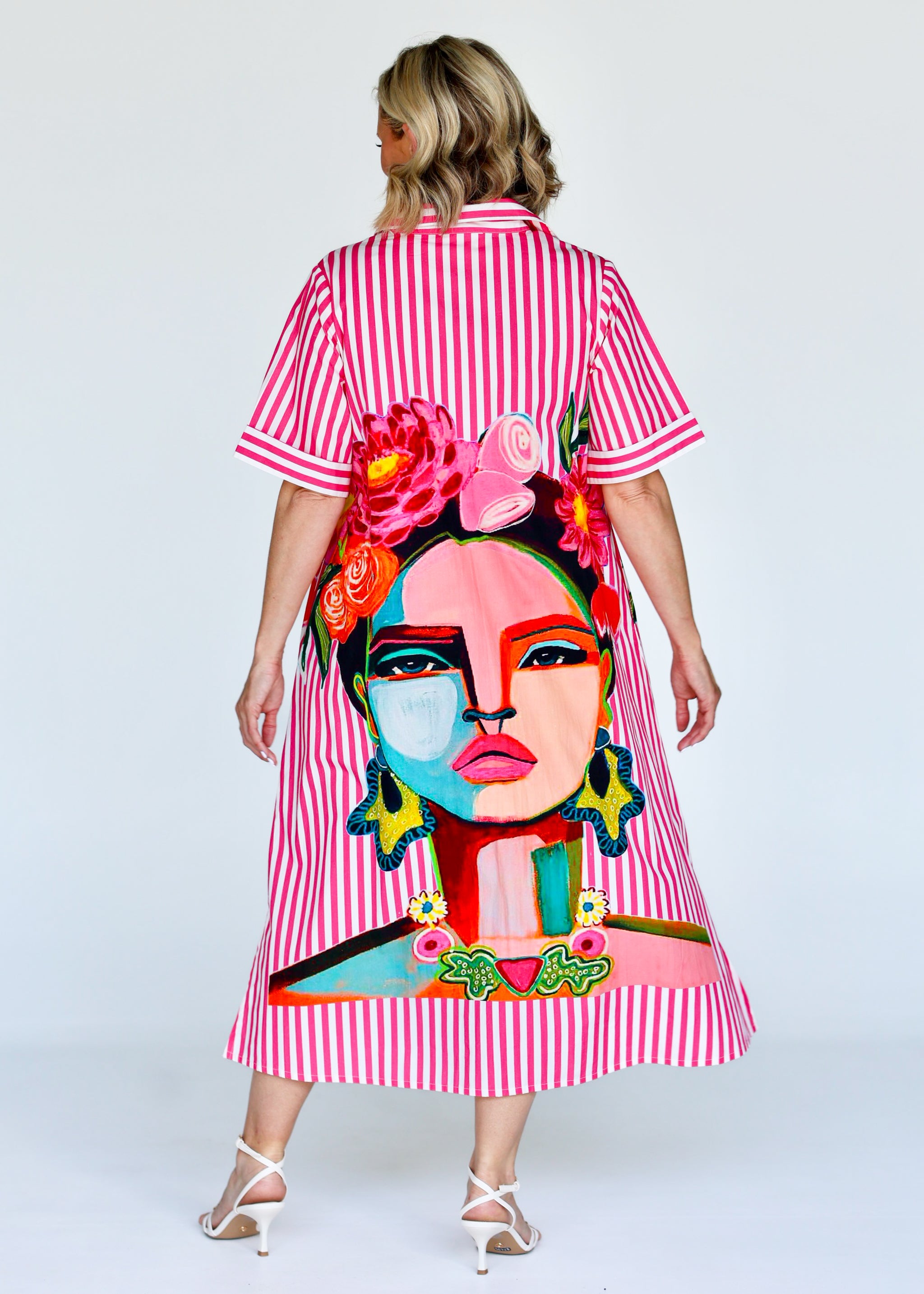 Frida Shirt Dress - Pink (Short Sleeve)