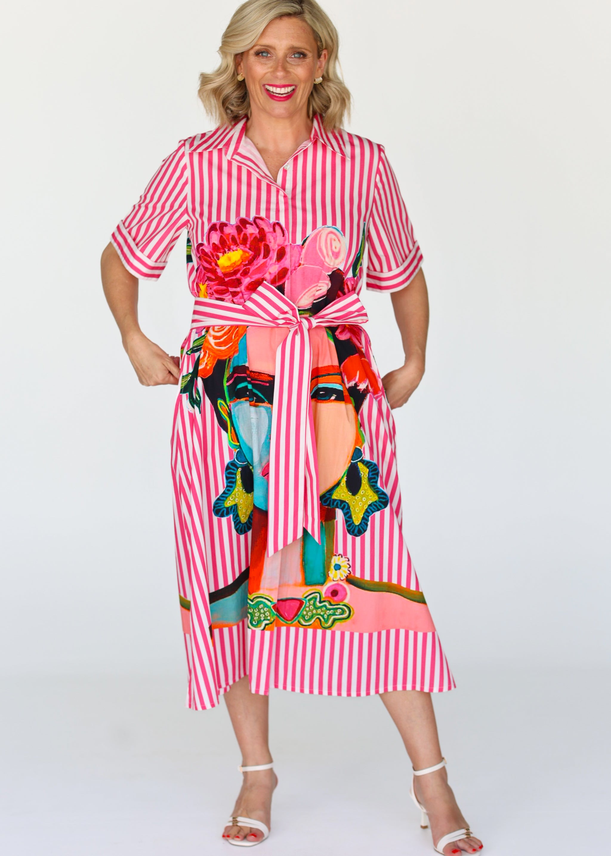 Frida Shirt Dress - Pink (Short Sleeve)