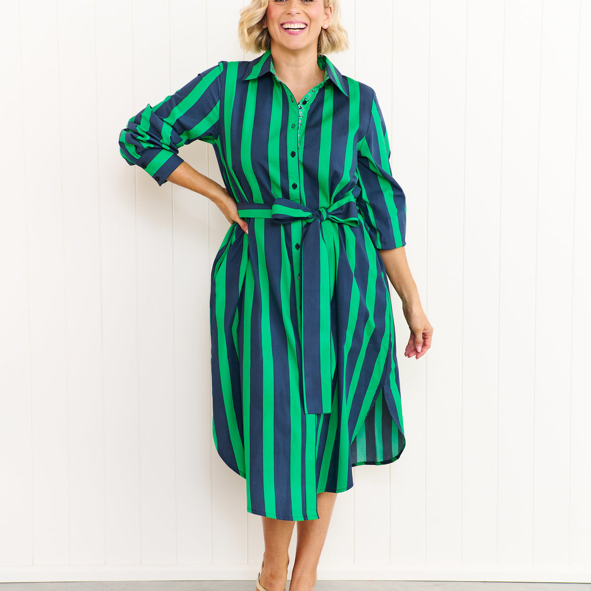 Maddie - Navy & Green Stripe 2XL Maddie - Navy & Green Stripe 2XL