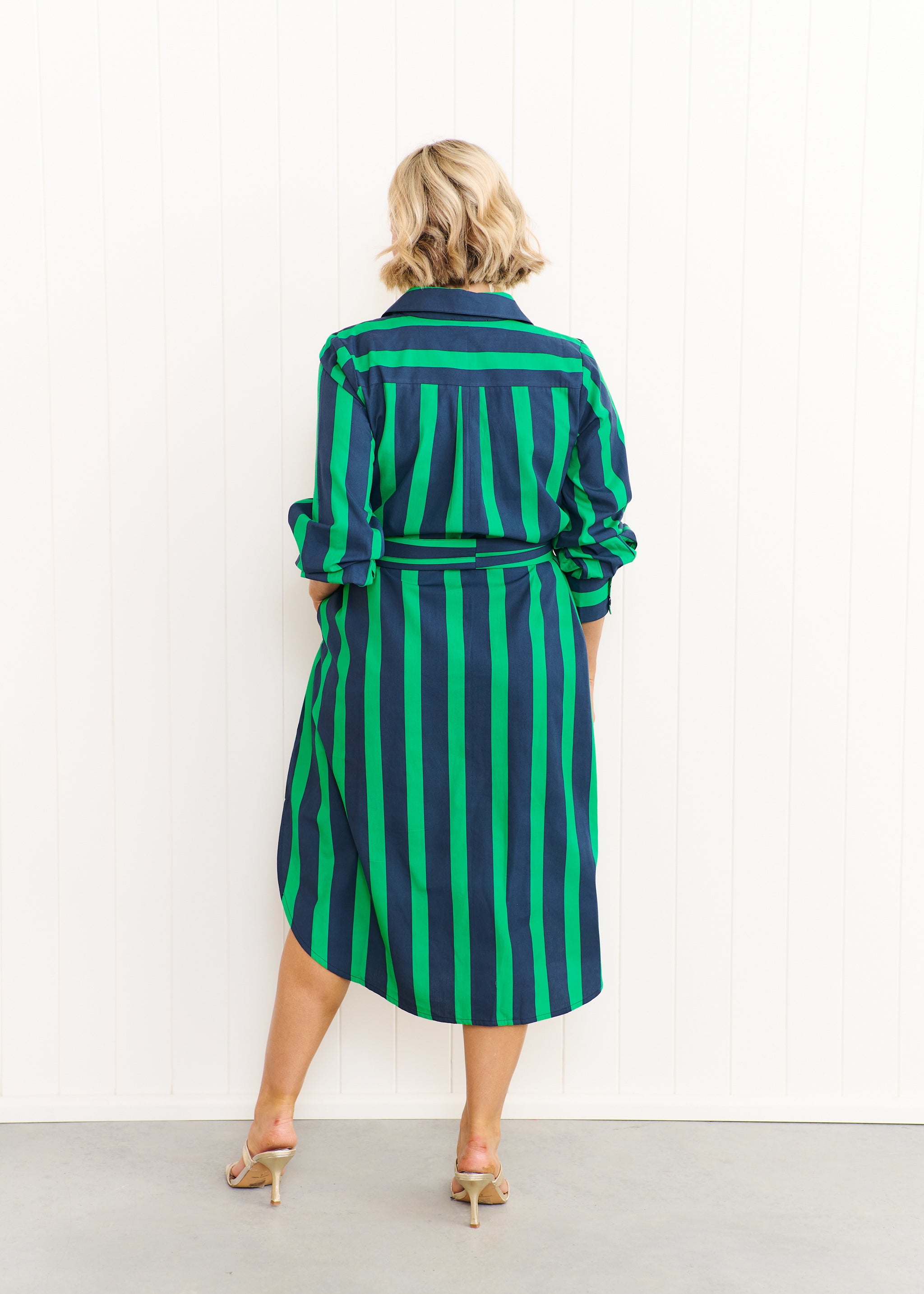 Maddie - Navy & Green Stripe