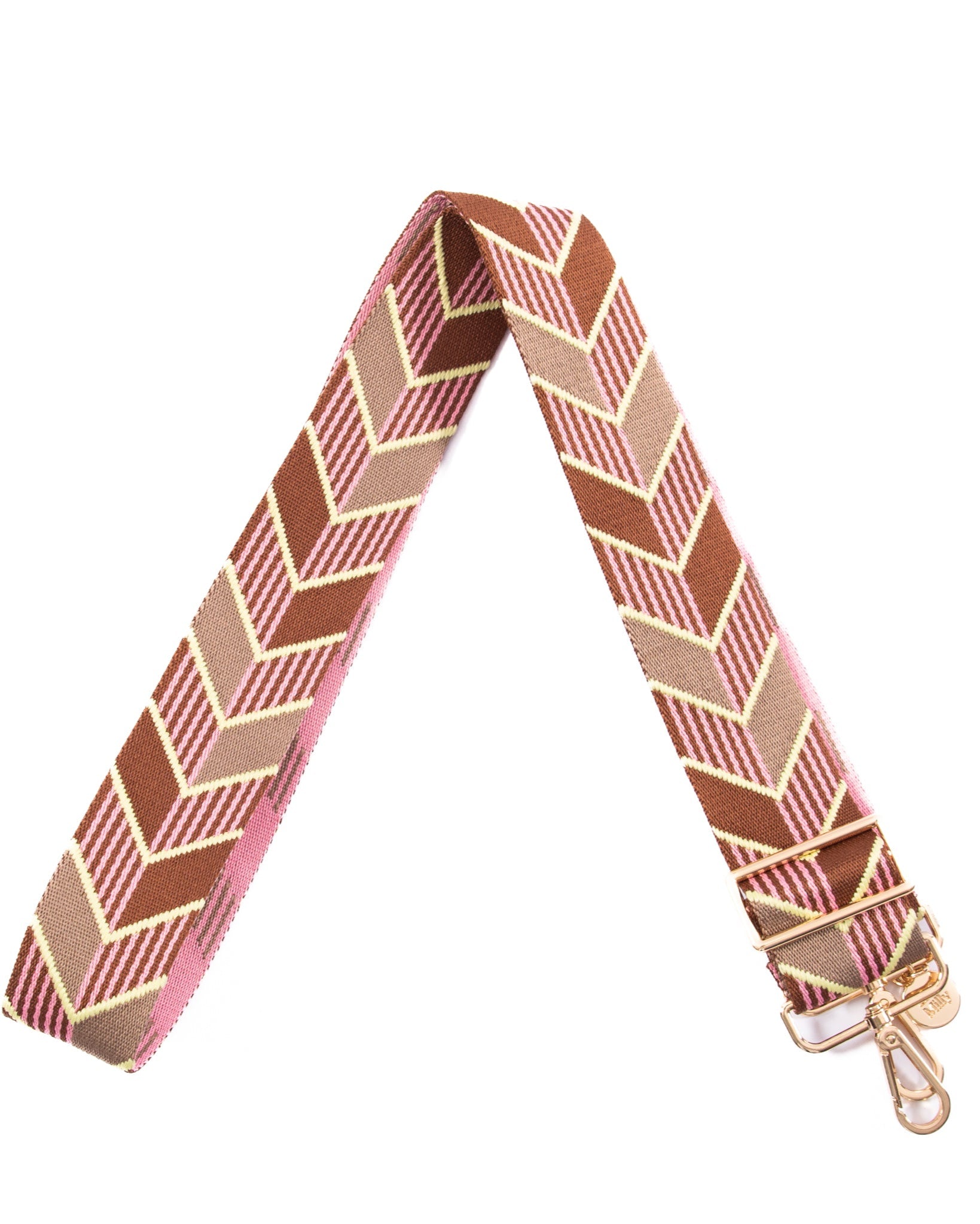 Guitar Strap - Brown/Yellow/Pink Arrows