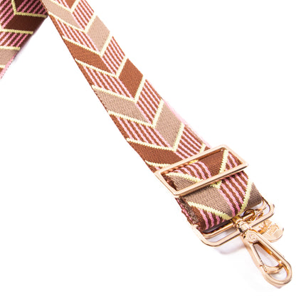 Guitar Strap - Brown/Yellow/Pink Arrows