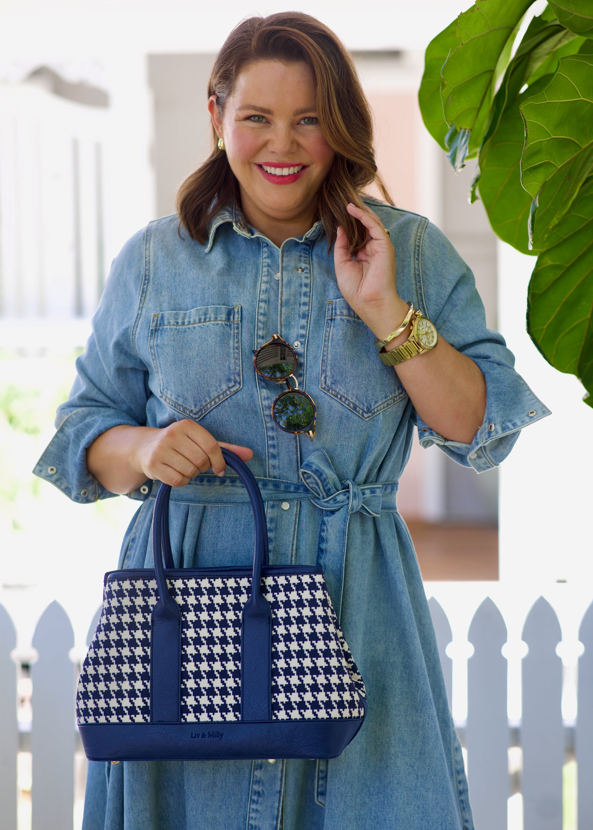 Harriet - Navy Houndstooth