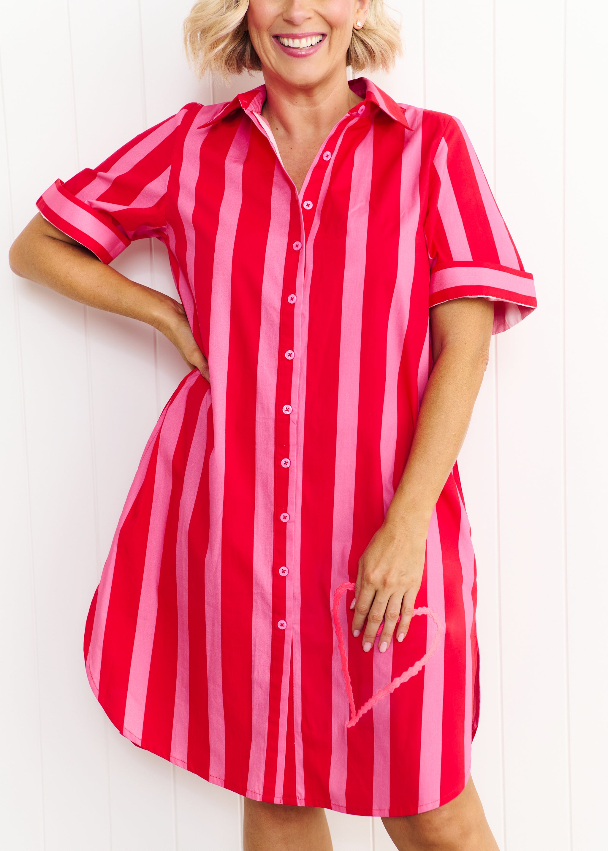 Maddie - Red & Pink Stripe