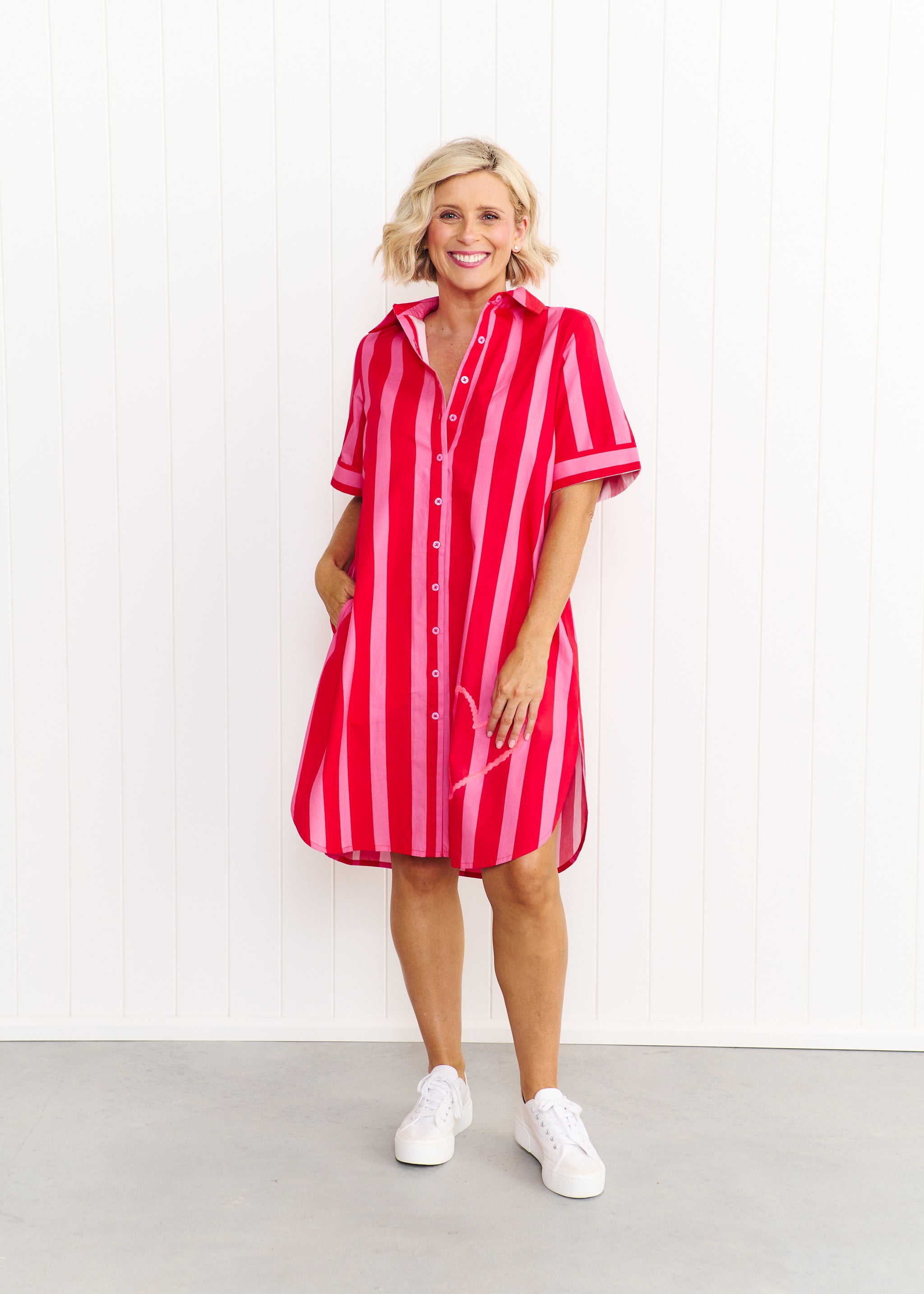 Maddie - Red & Pink Stripe