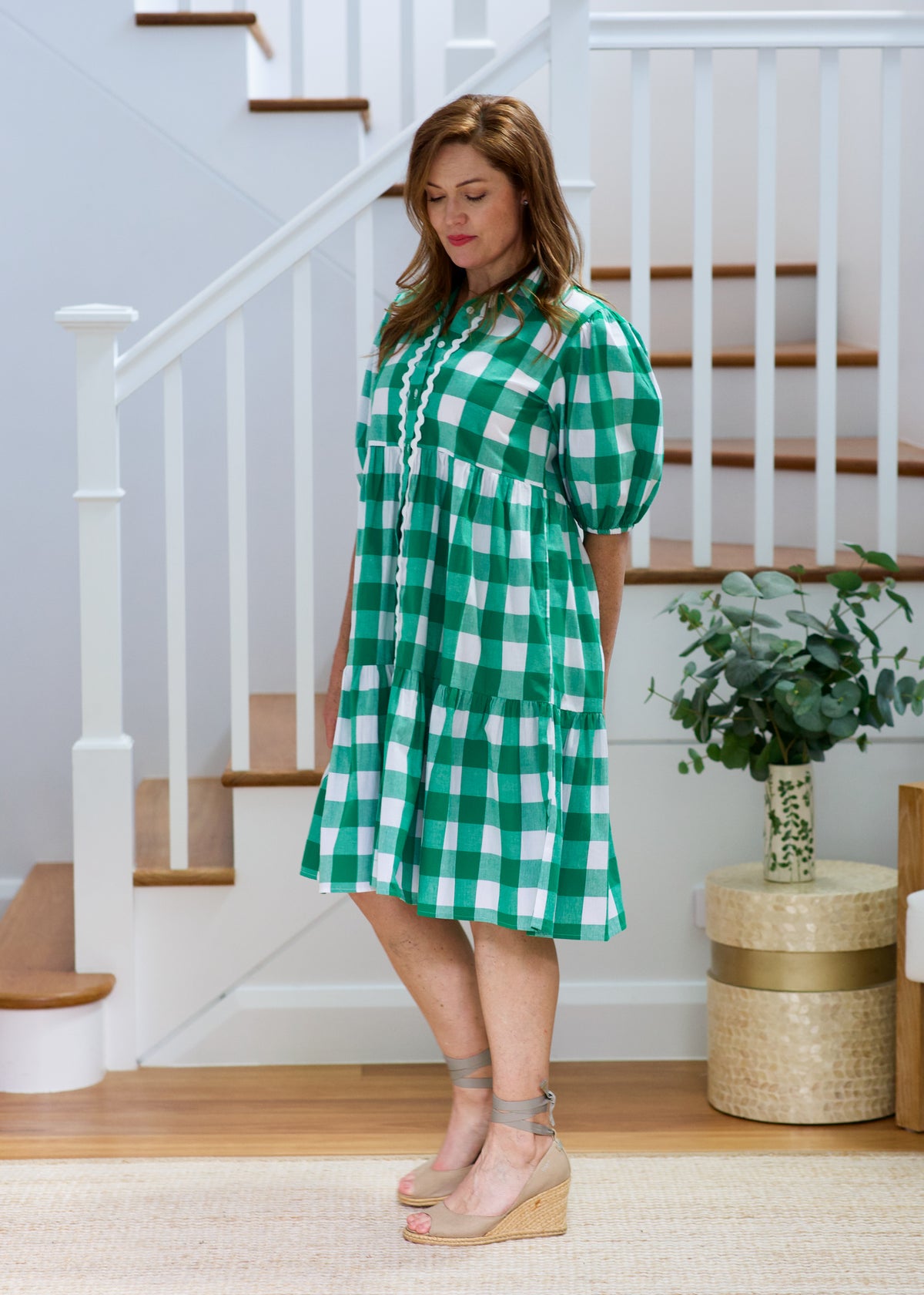 Melody Dress - Green & White Gingham