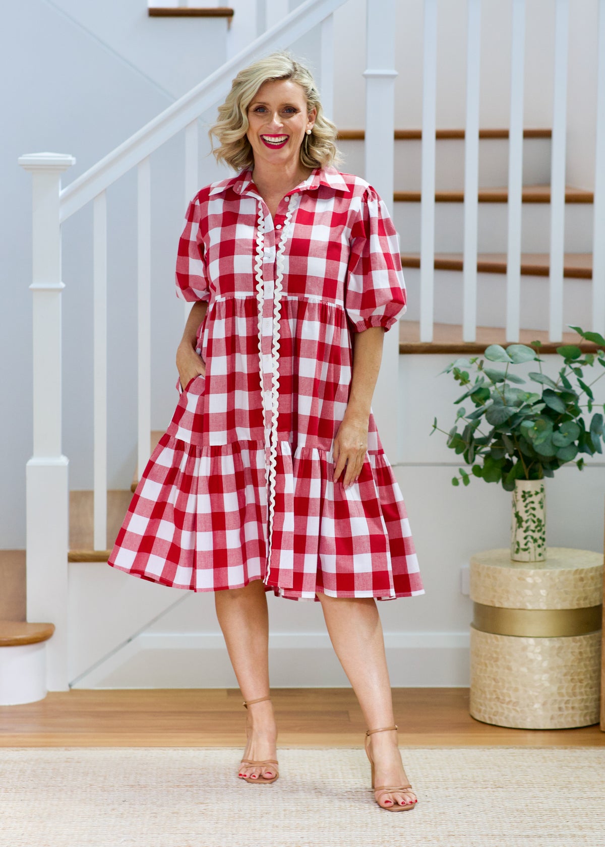 Melody Dress - Red & White Gingham