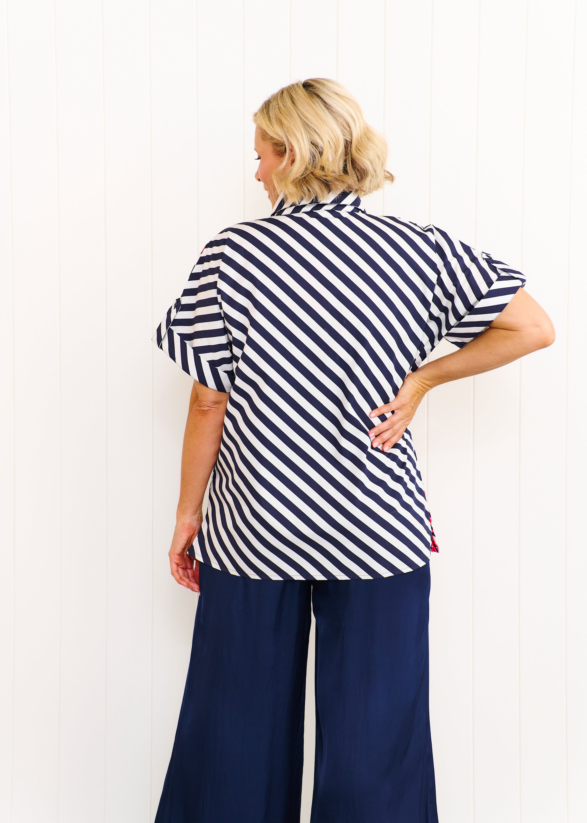 Rosie Shirt - Navy & White Stripe