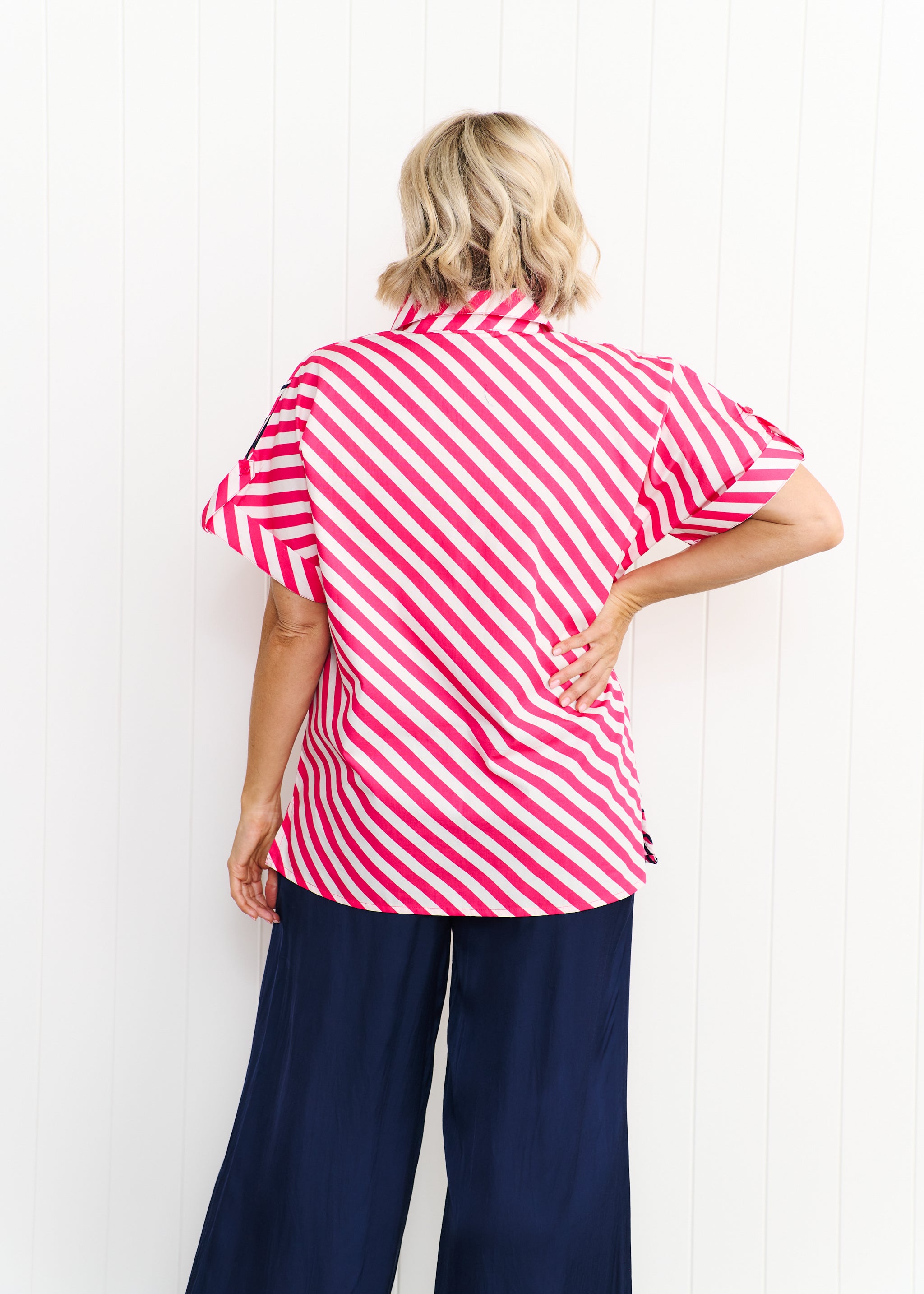 Rosie Shirt - Pink & White Stripe