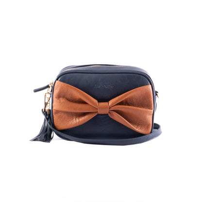 Sally with a Bow - Navy/Tan