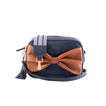 Sally with a Bow - Navy/Tan