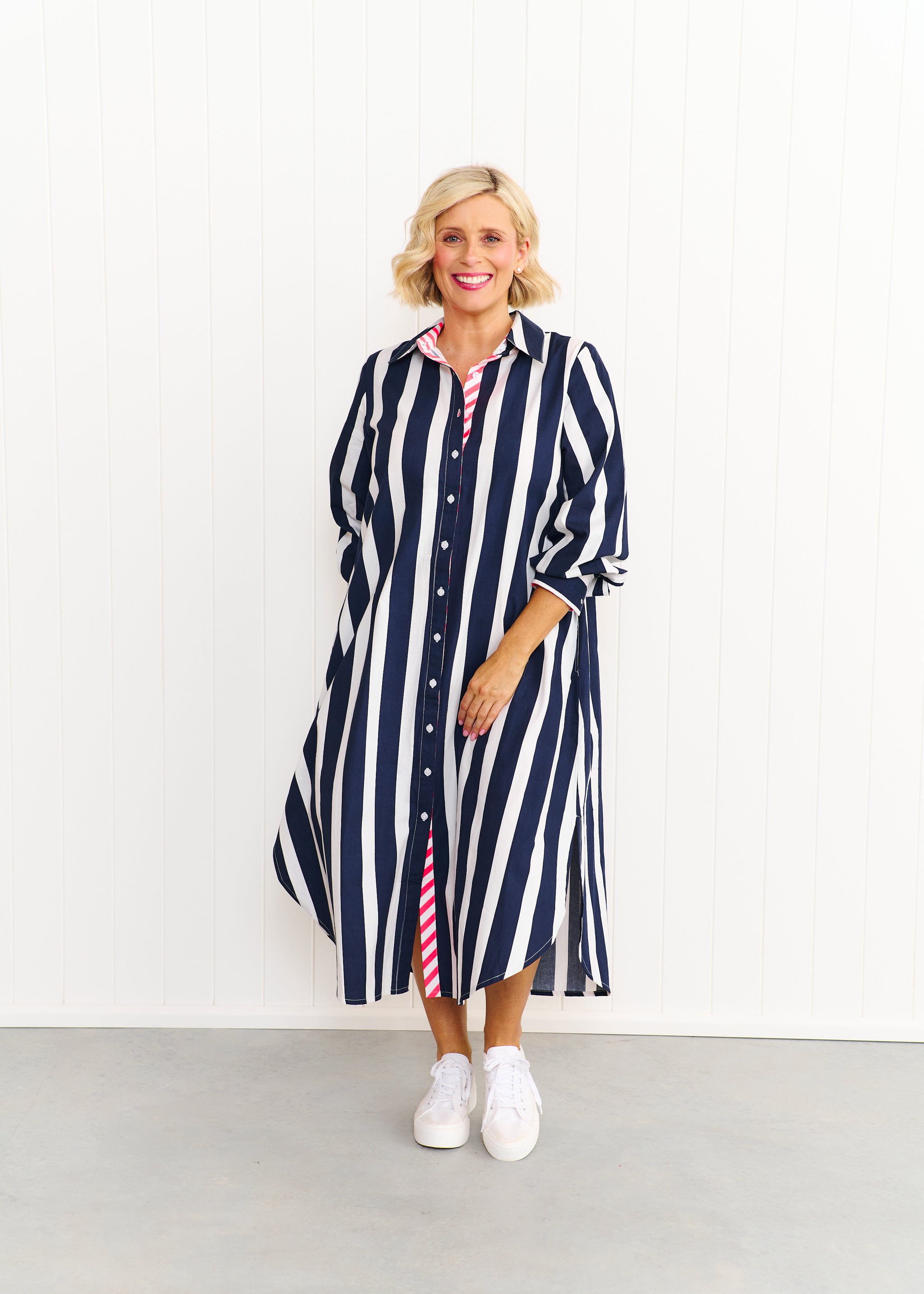 Sardinia Dress - Navy & White Stripe