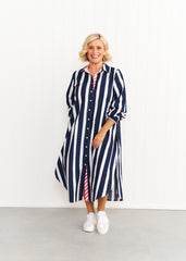 Sardinia Dress - Navy & White Stripe