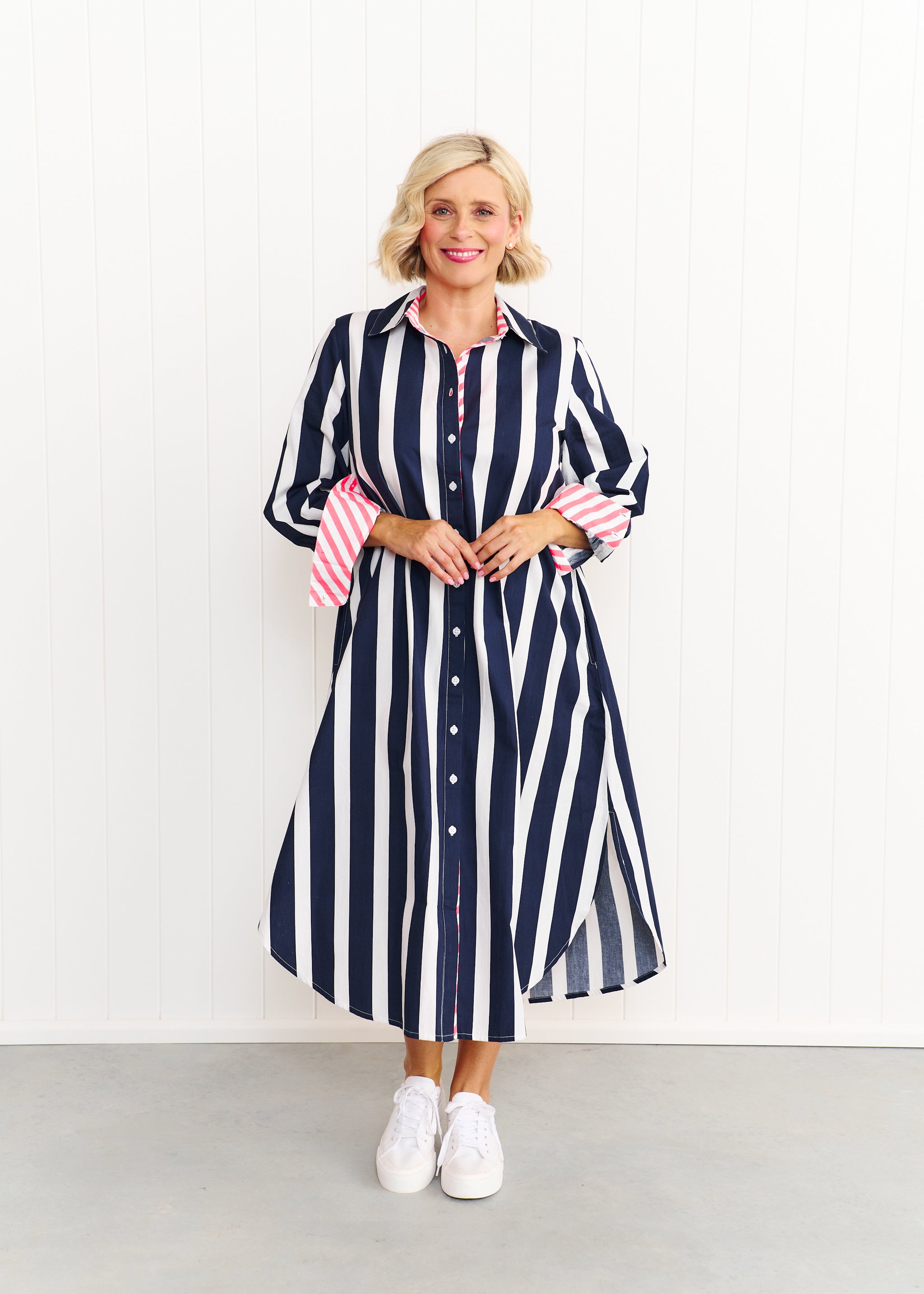 Sardinia Dress - Navy & White Stripe