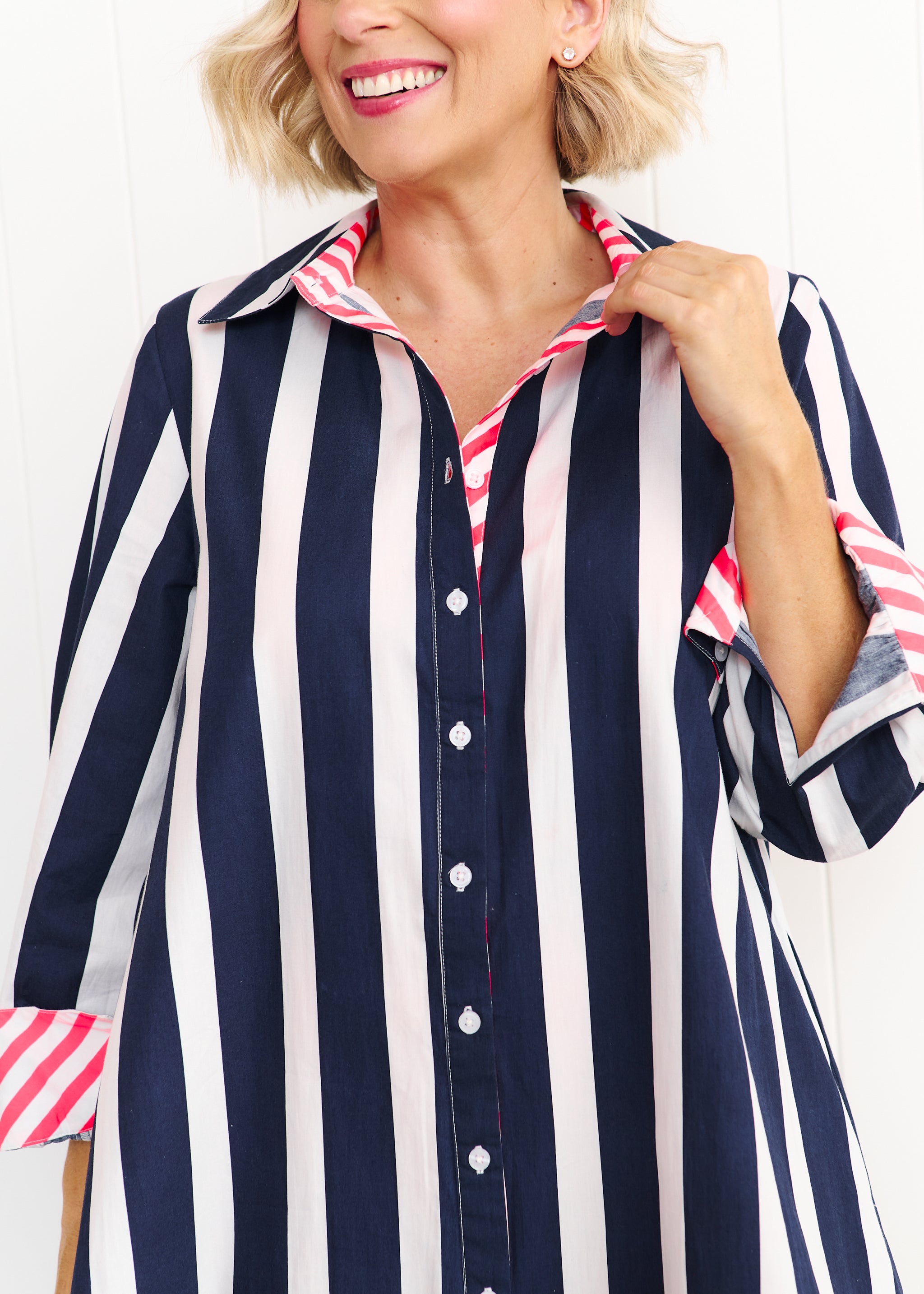Sardinia Dress - Navy & White Stripe