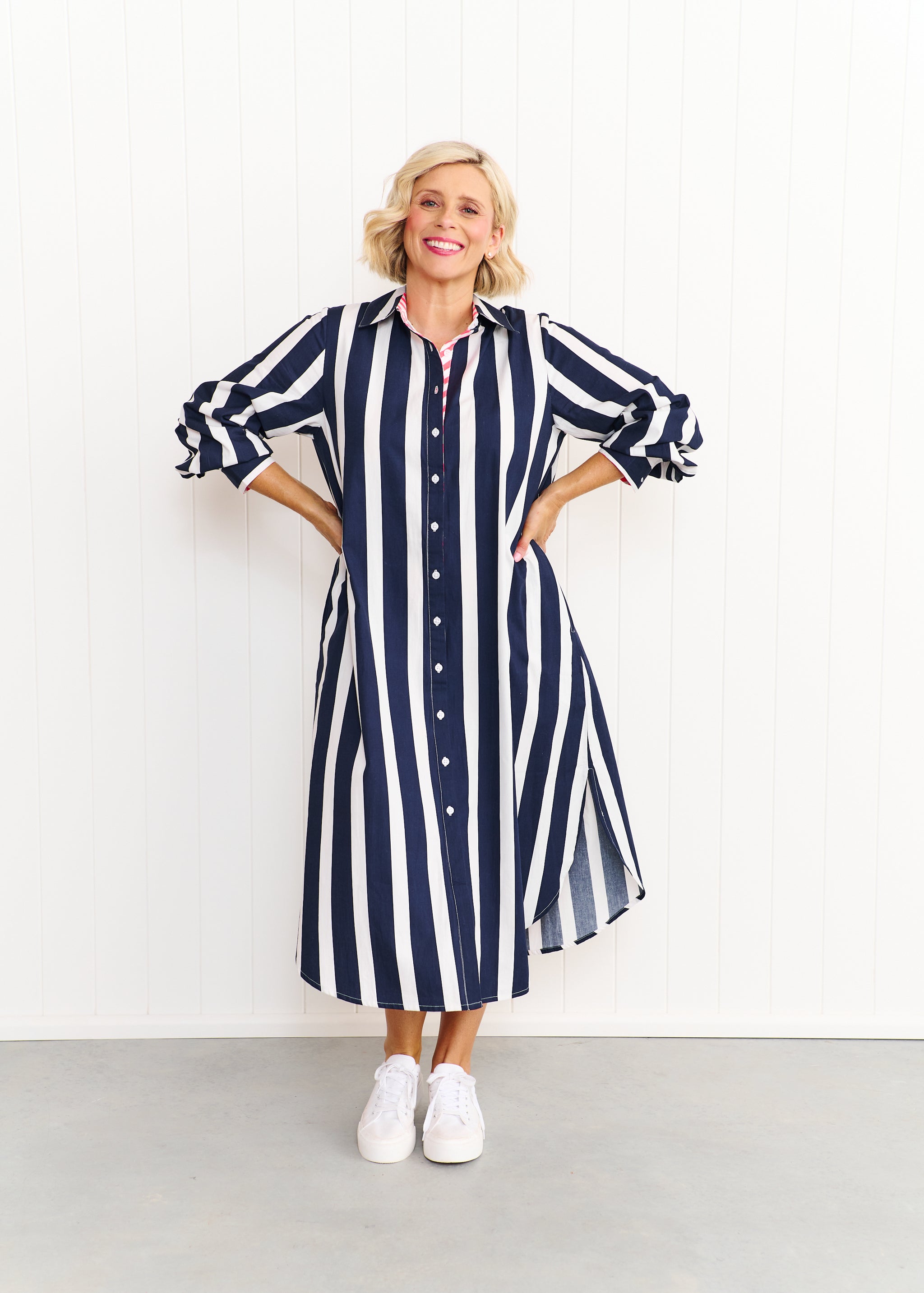 Sardinia Dress - Navy & White Stripe