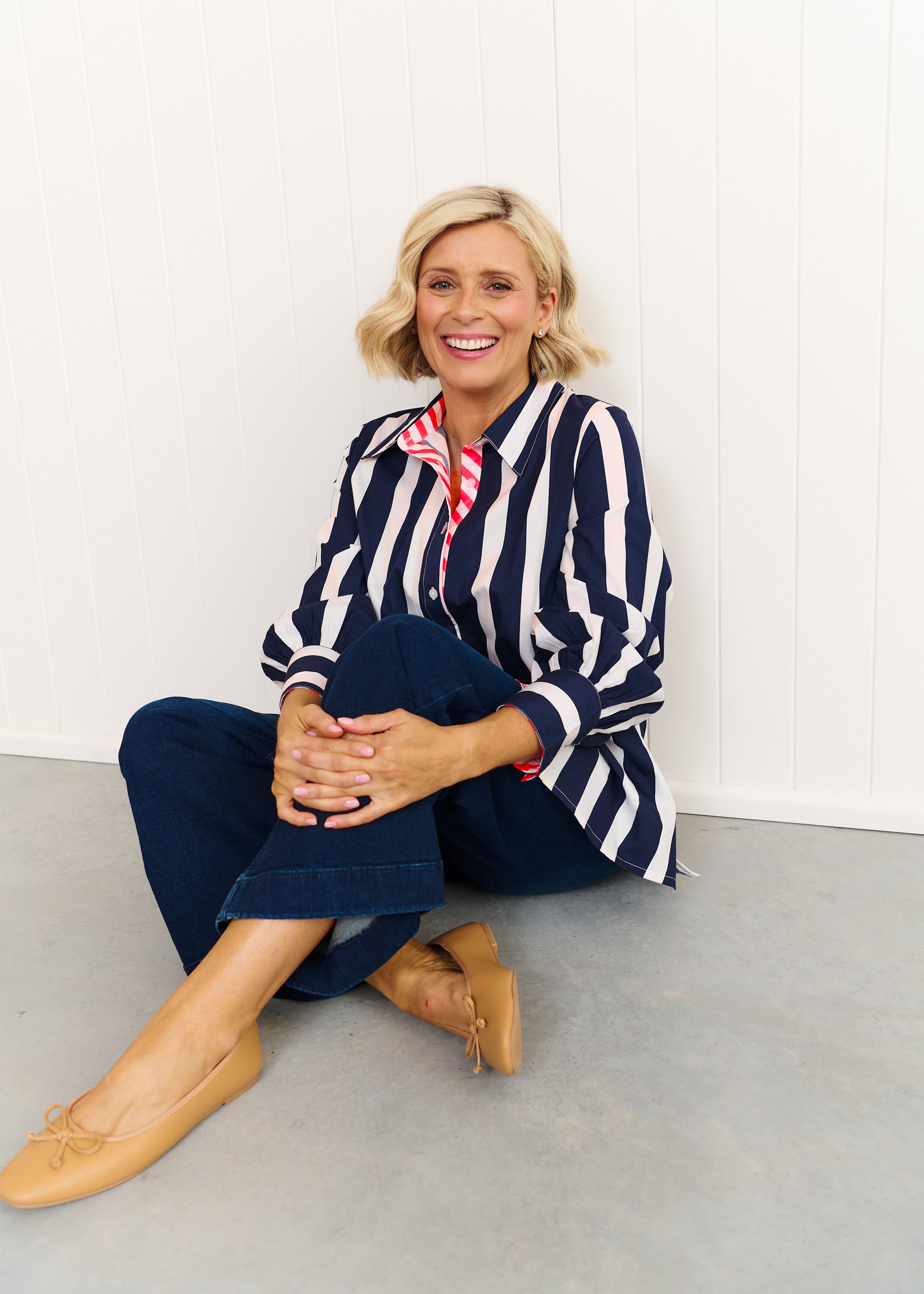Sardinia Shirt - Navy & White Stripe