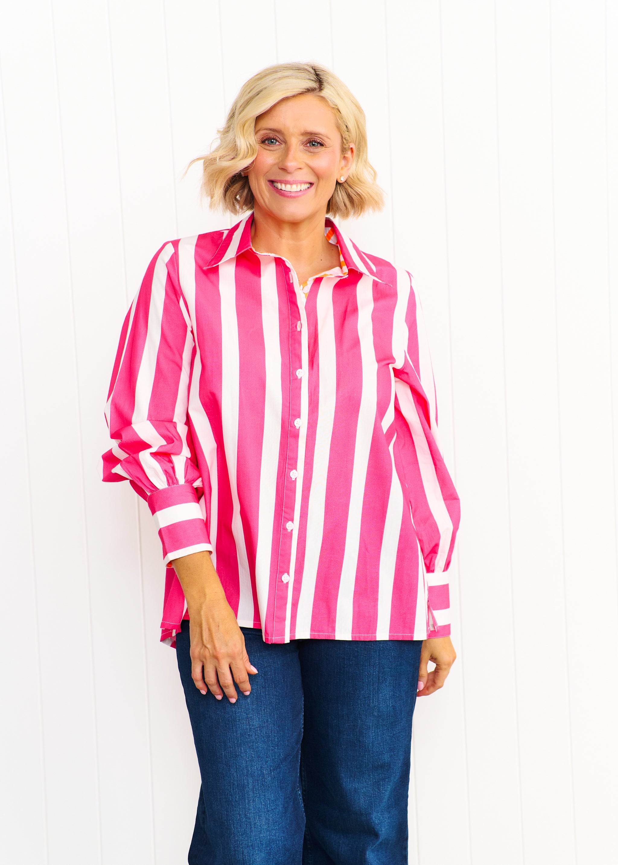 Sardinia Shirt - Pink & White Stripe