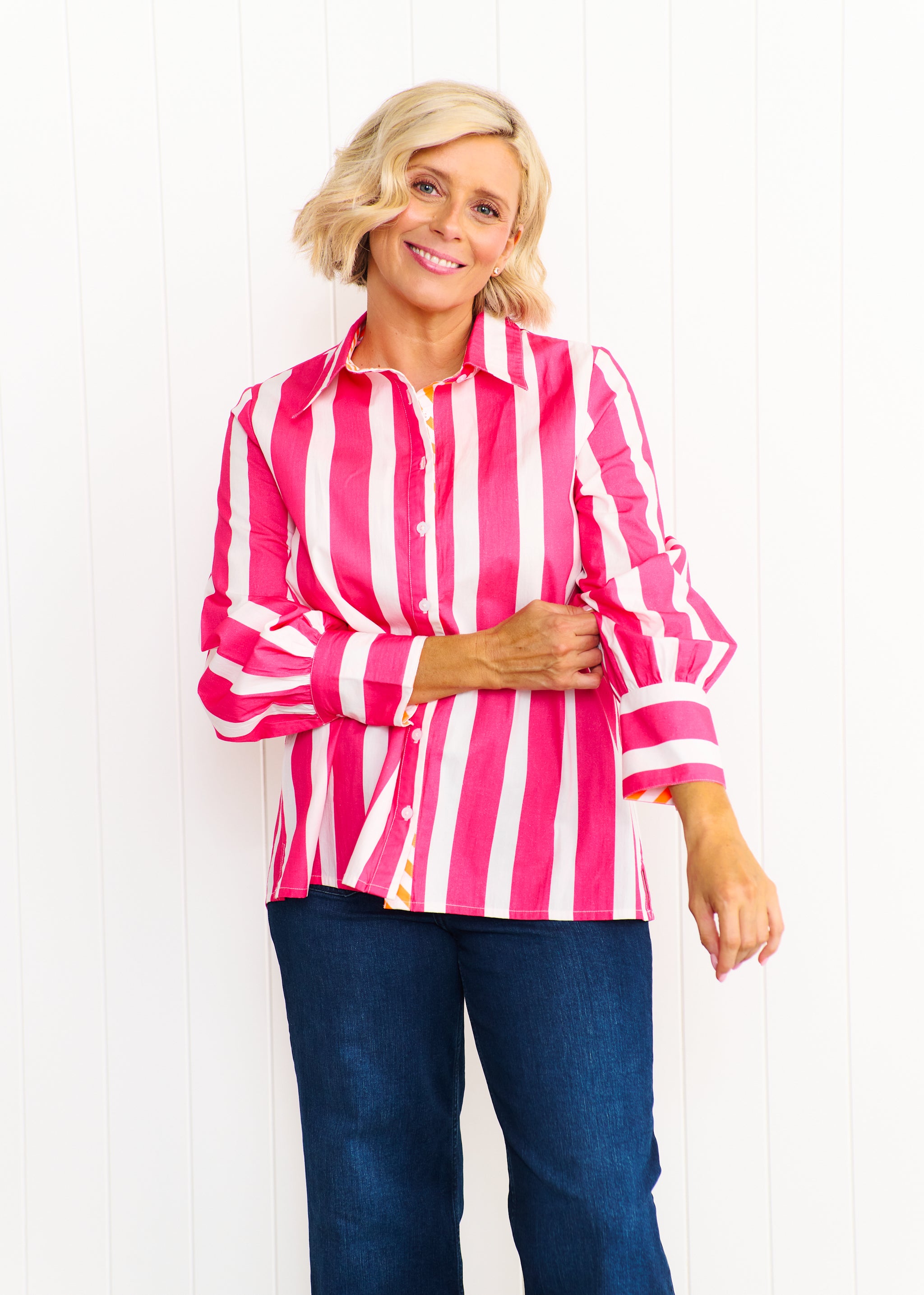Sardinia Shirt - Pink & White Stripe
