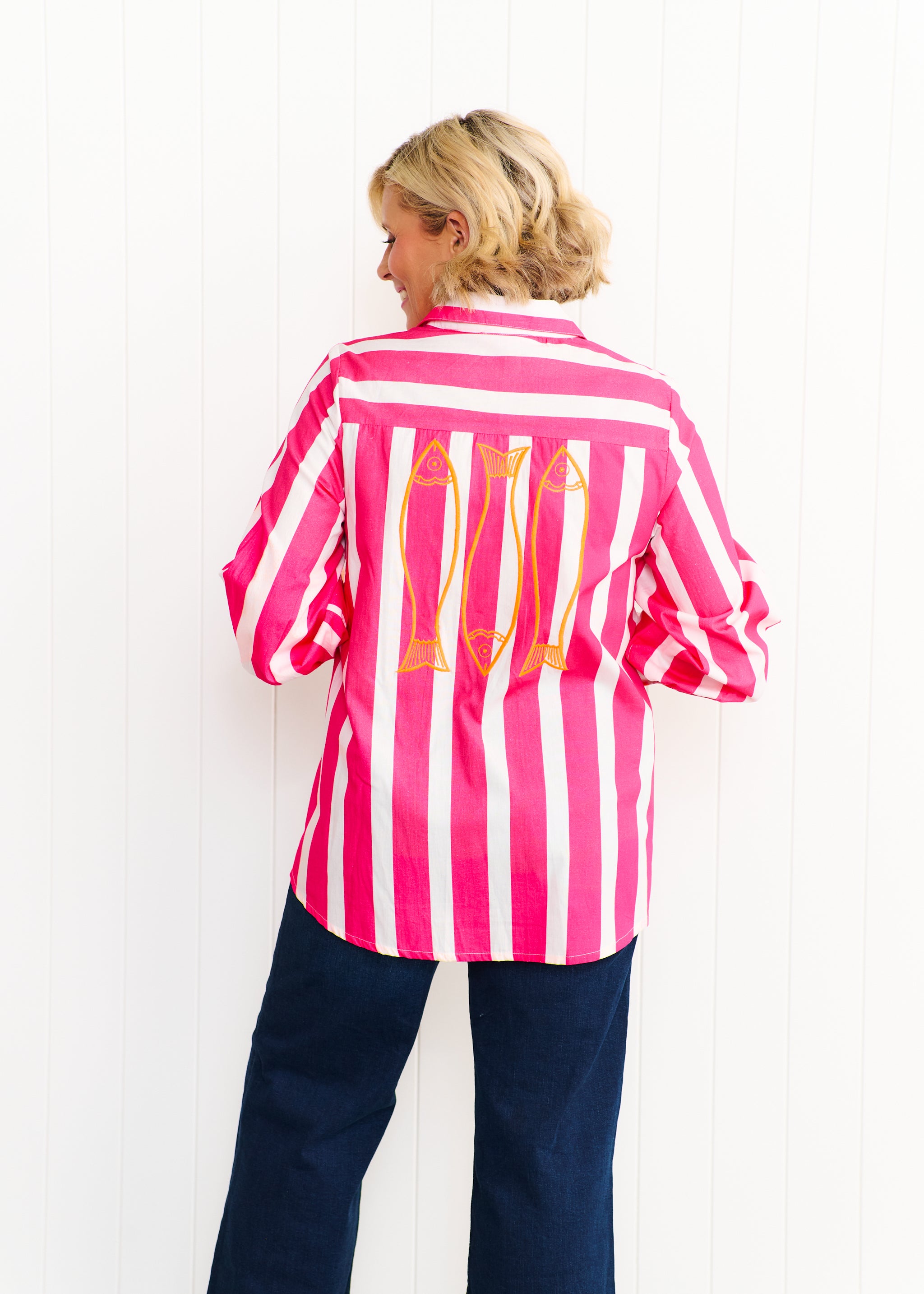 Sardinia Shirt - Pink & White Stripe