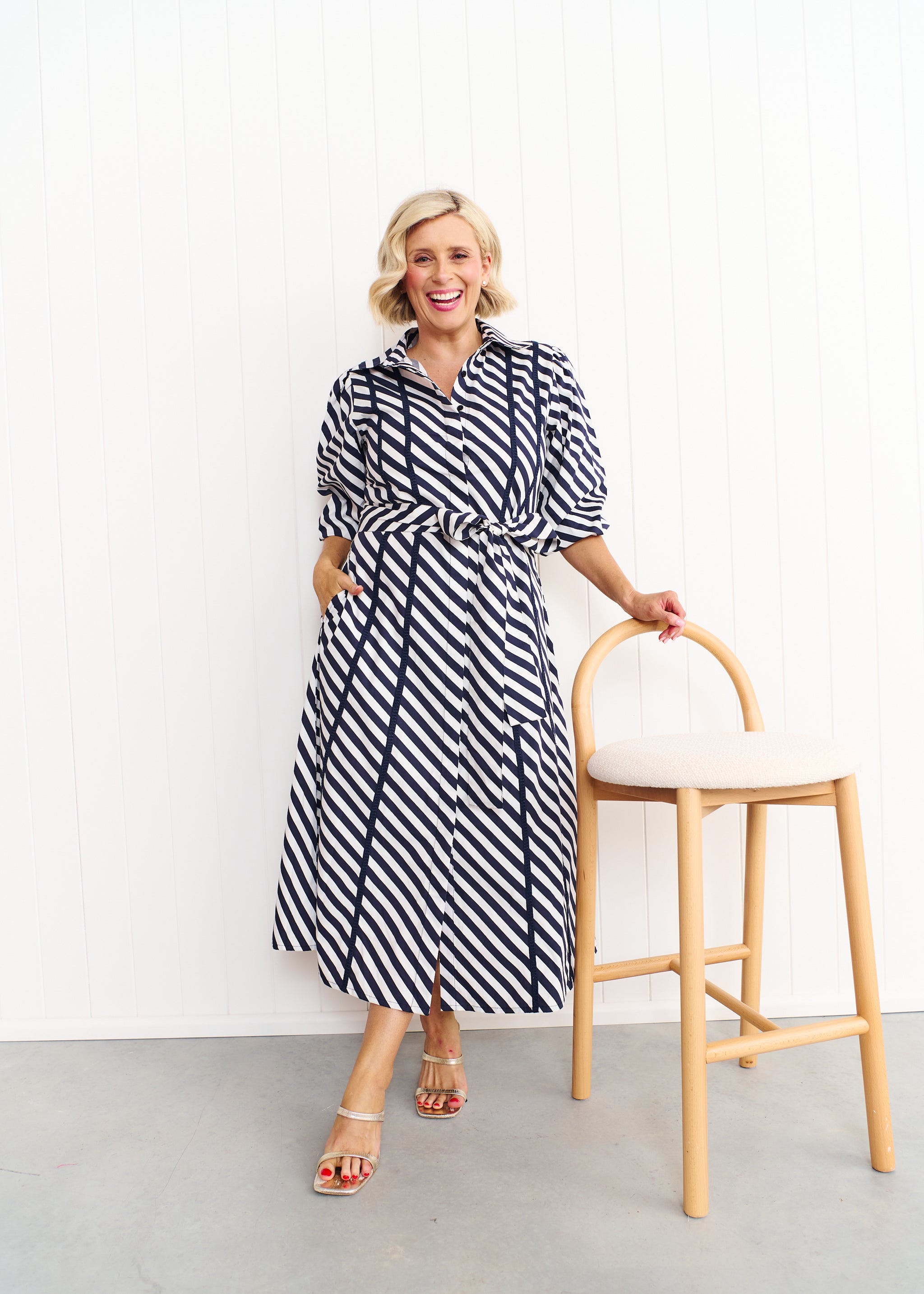 Sienna Dress - Navy & White Stripe