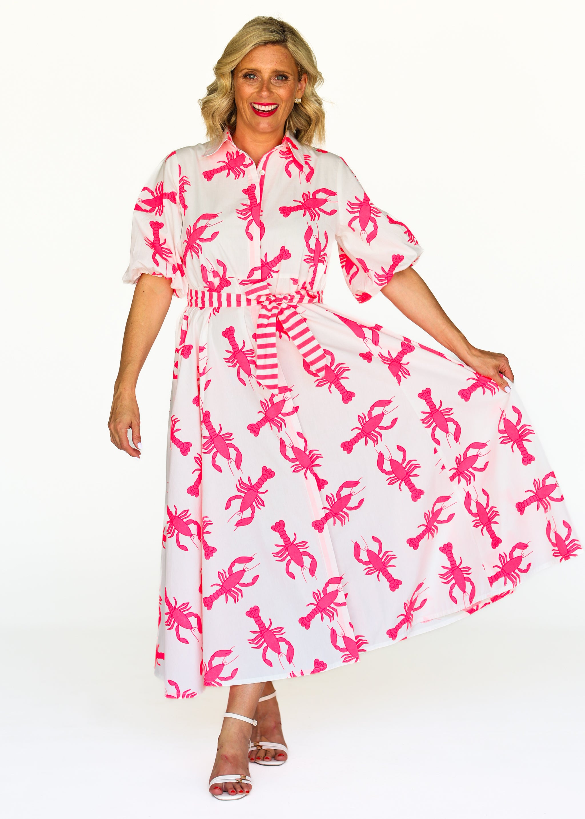 Victoria Dress - Neon Lobster