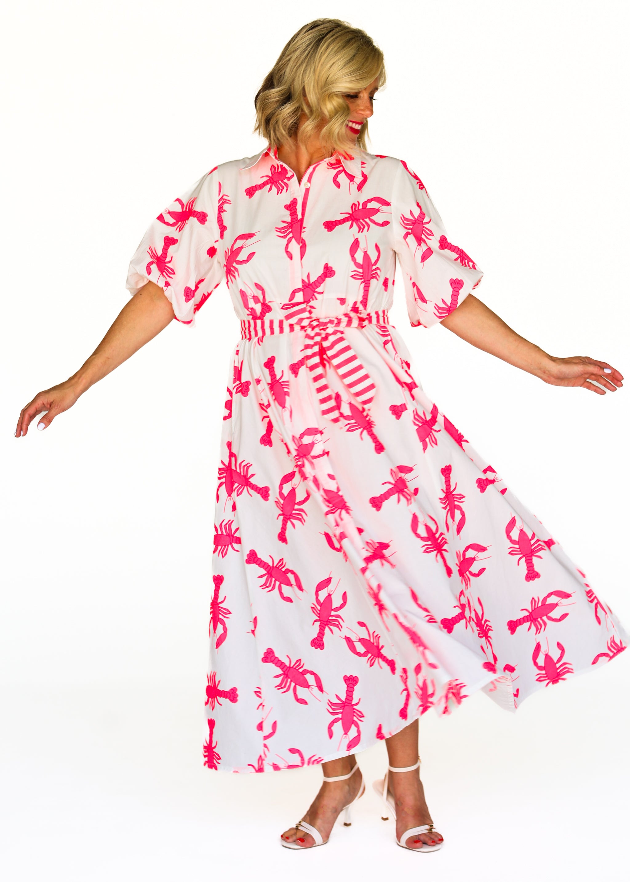 Victoria Dress - Neon Lobster