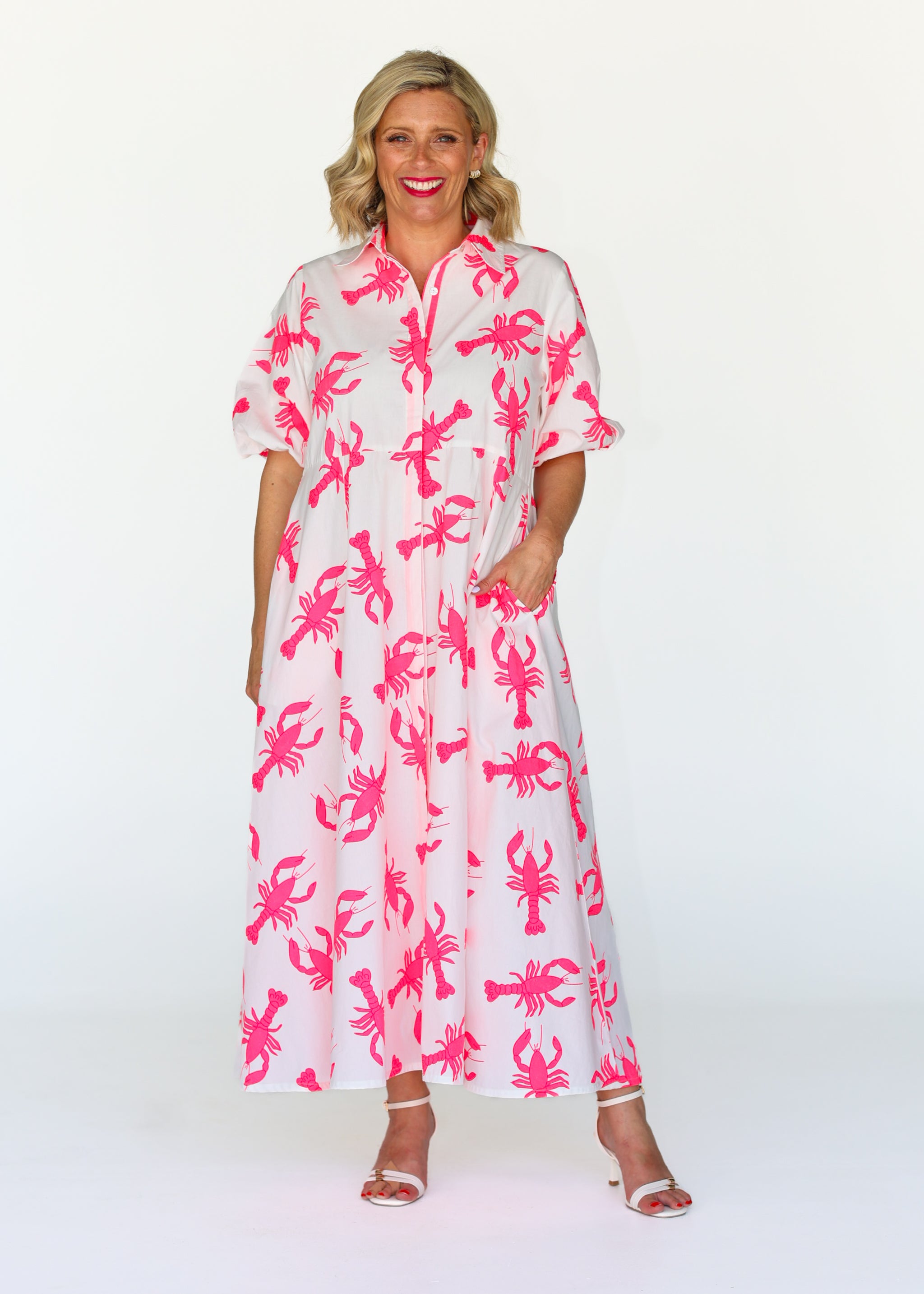 Victoria Dress - Neon Lobster