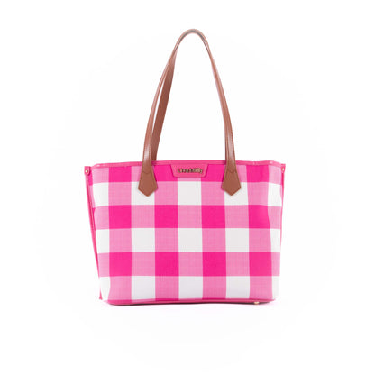 Capri - Pink & White Gingham Tote