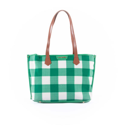 Capri - Green & White Gingham Tote