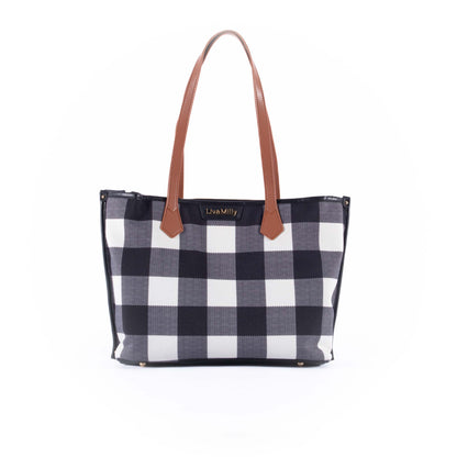 Capri - Black & White Gingham Tote