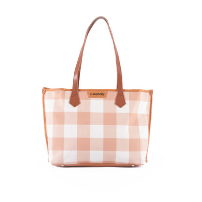 Capri - Latte & White Gingham Tote