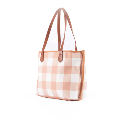 Capri - Latte & White Gingham Tote