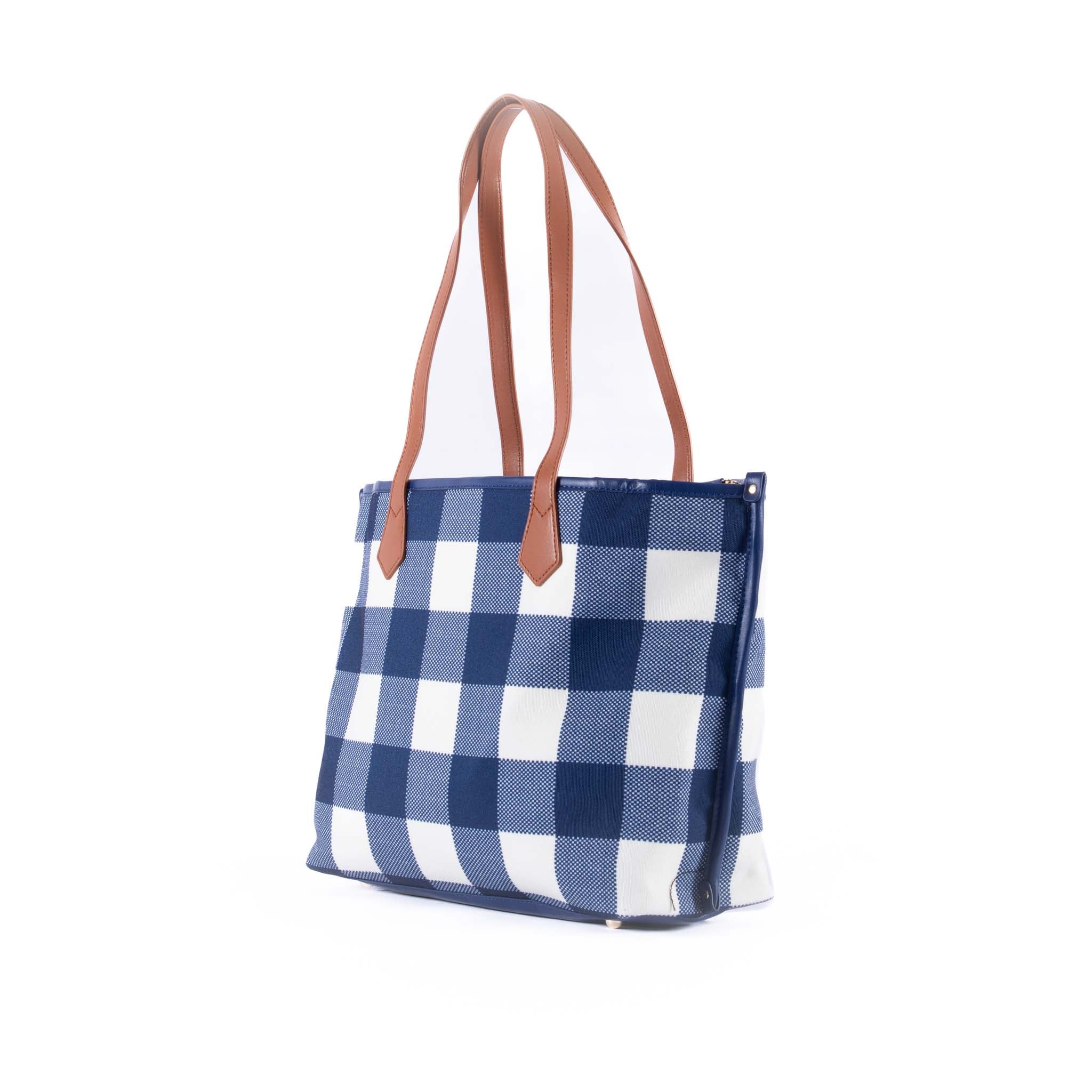 Capri - Navy & White Gingham Tote