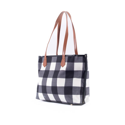 Capri - Black & White Gingham Tote